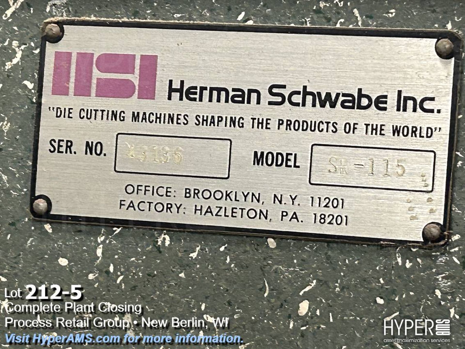Herman Schwabe SR-115 Hydraulic, 60"W, 115 -Ton Die Cutter Beam Press - Bild 5 aus 8
