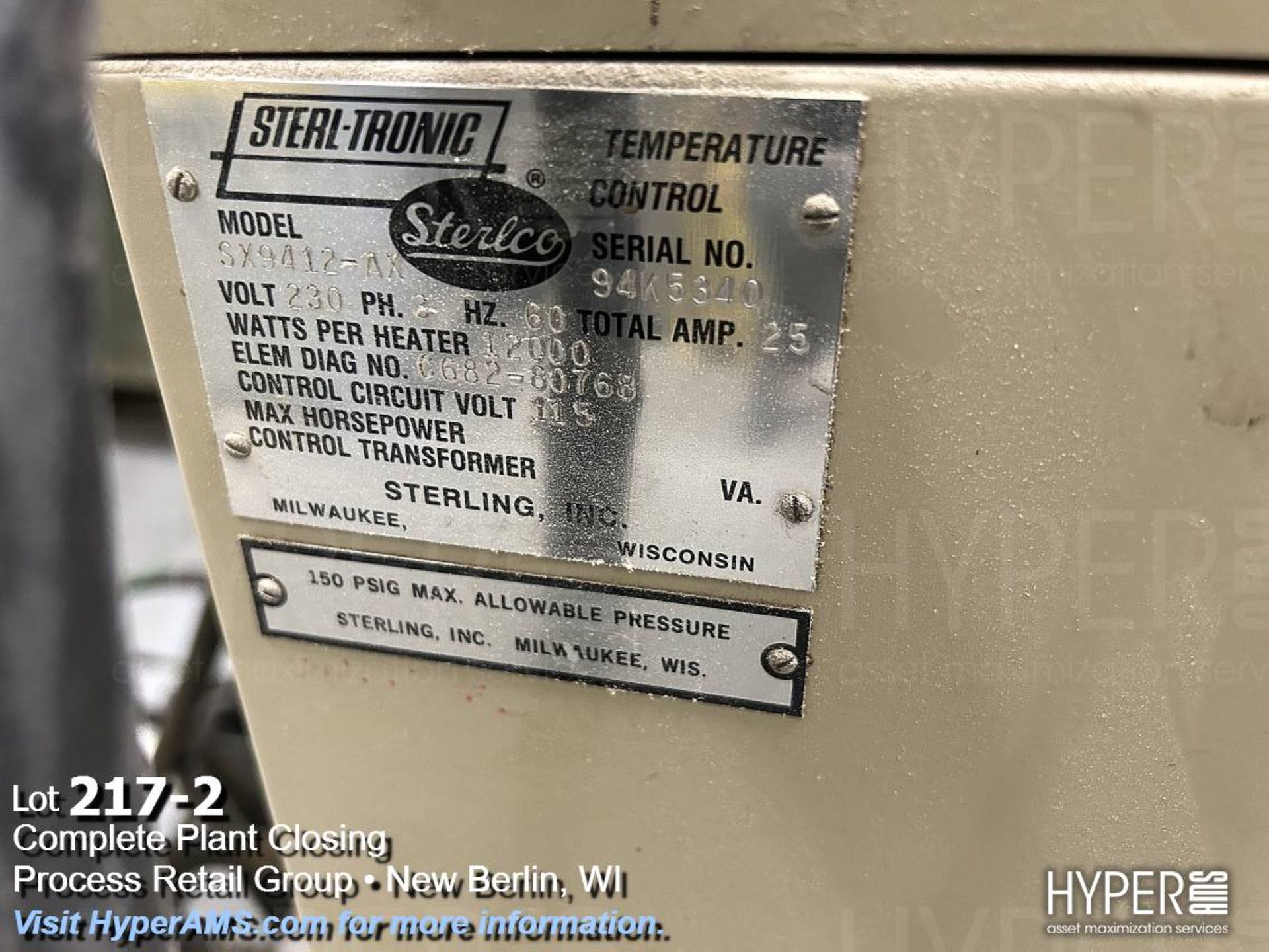 Sterlco SX9412-AX temperature control unit - Image 2 of 4