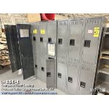 Two six door locker units with two door cabinet