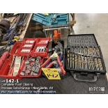 Lot: Drill bits, wire stripers, sockets