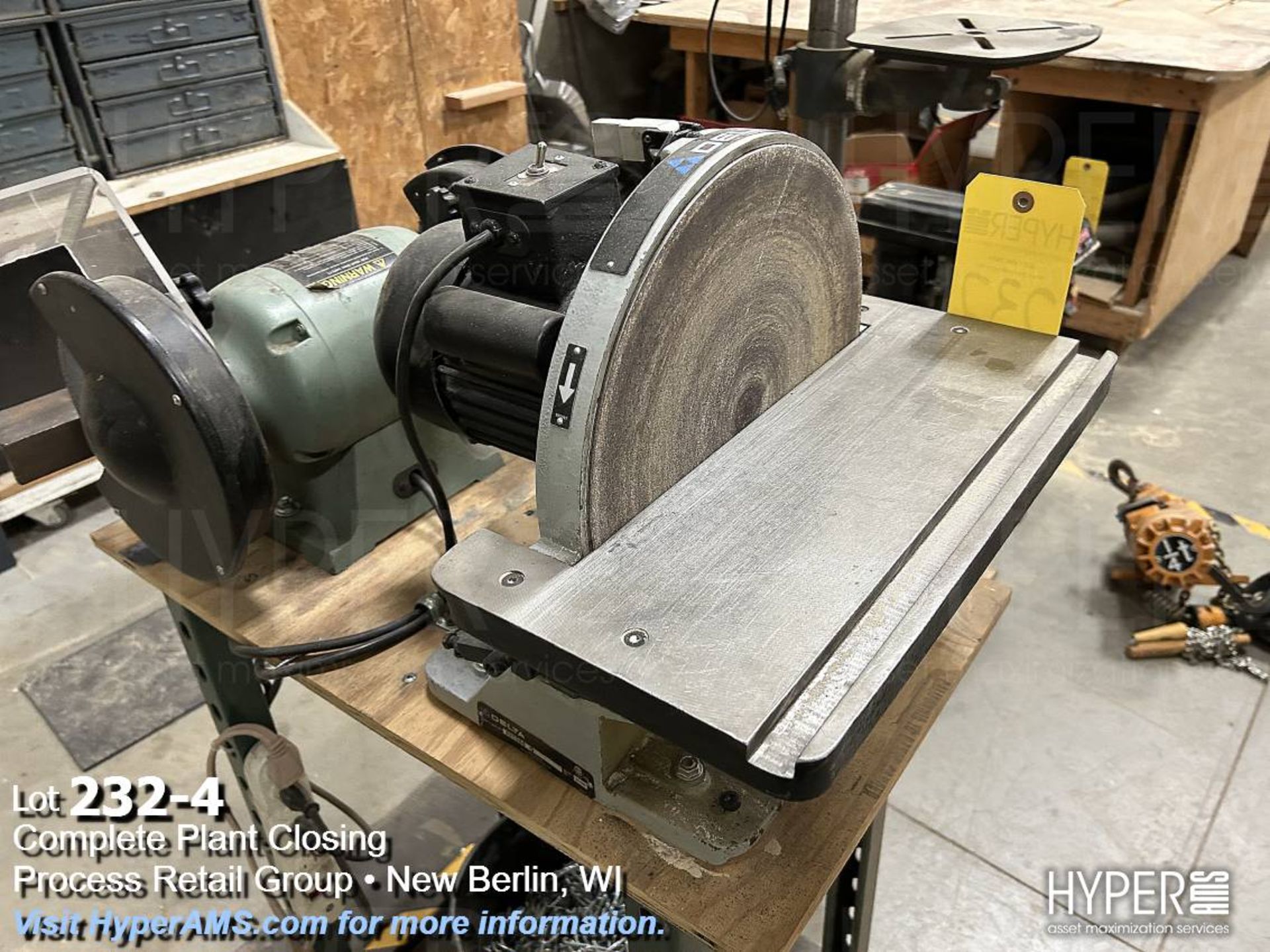 Delta 12" disk sander 1/2"hp, 120v, 1ph, Delta 8" bench grinder 1/2hp, 120v, 1ph - Image 4 of 7