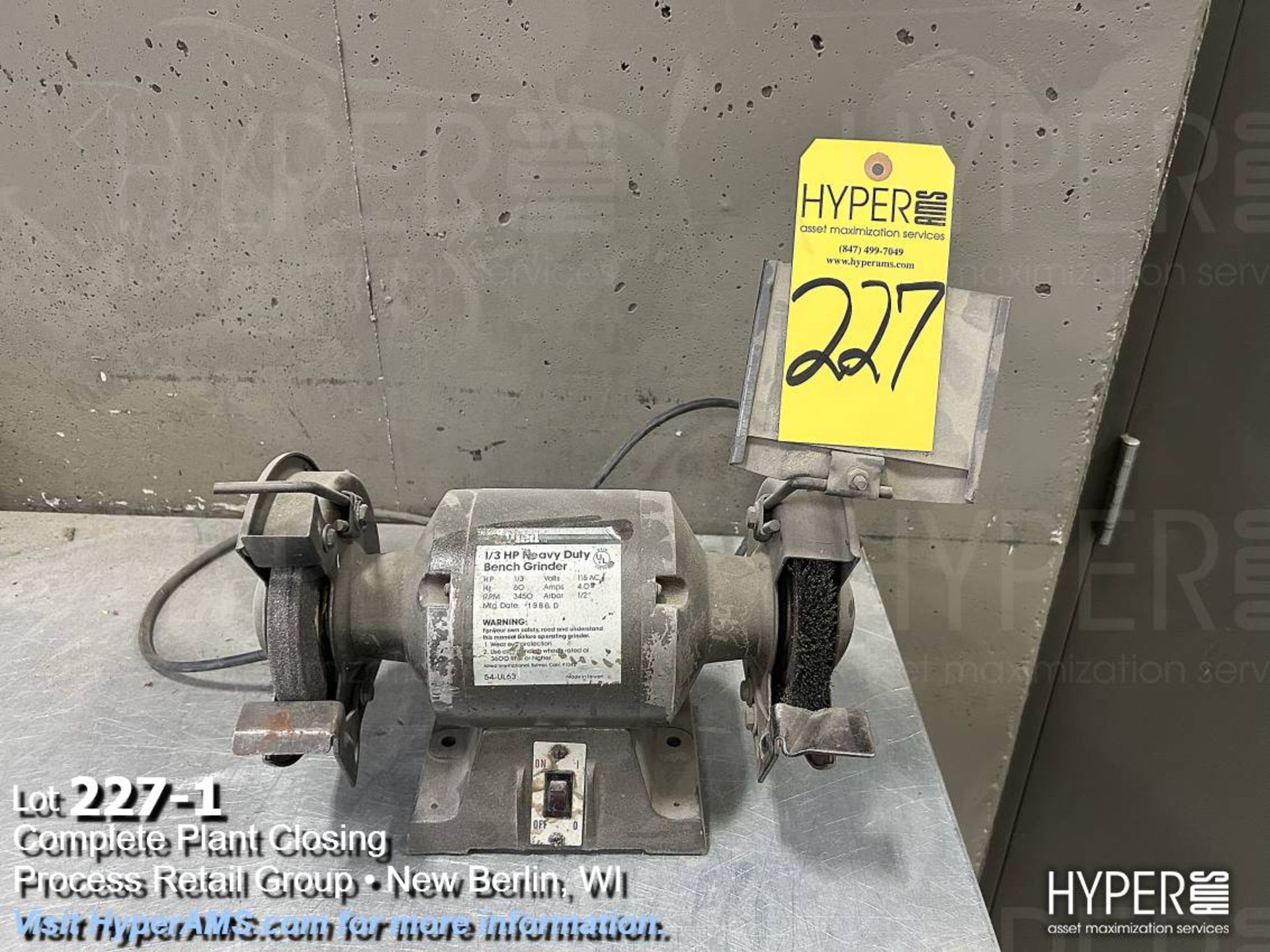 Wed 1/3hp double end bench grinder