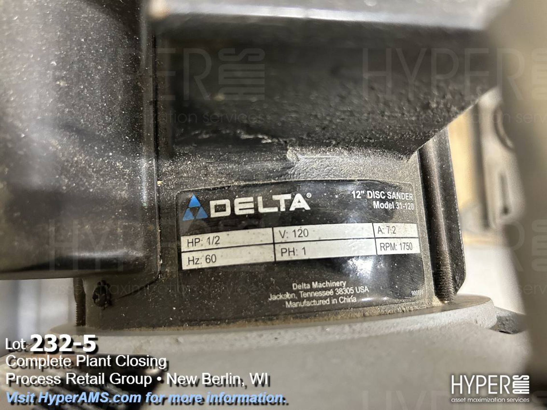 Delta 12" disk sander 1/2"hp, 120v, 1ph, Delta 8" bench grinder 1/2hp, 120v, 1ph - Image 5 of 7