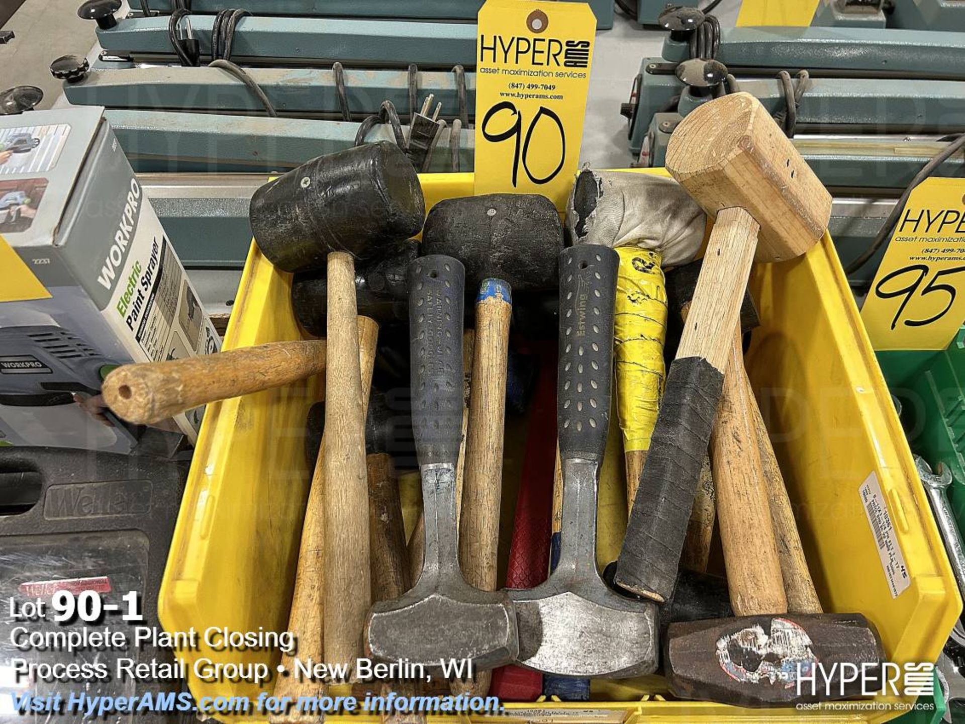 Rubber mallets, and sledge hammers