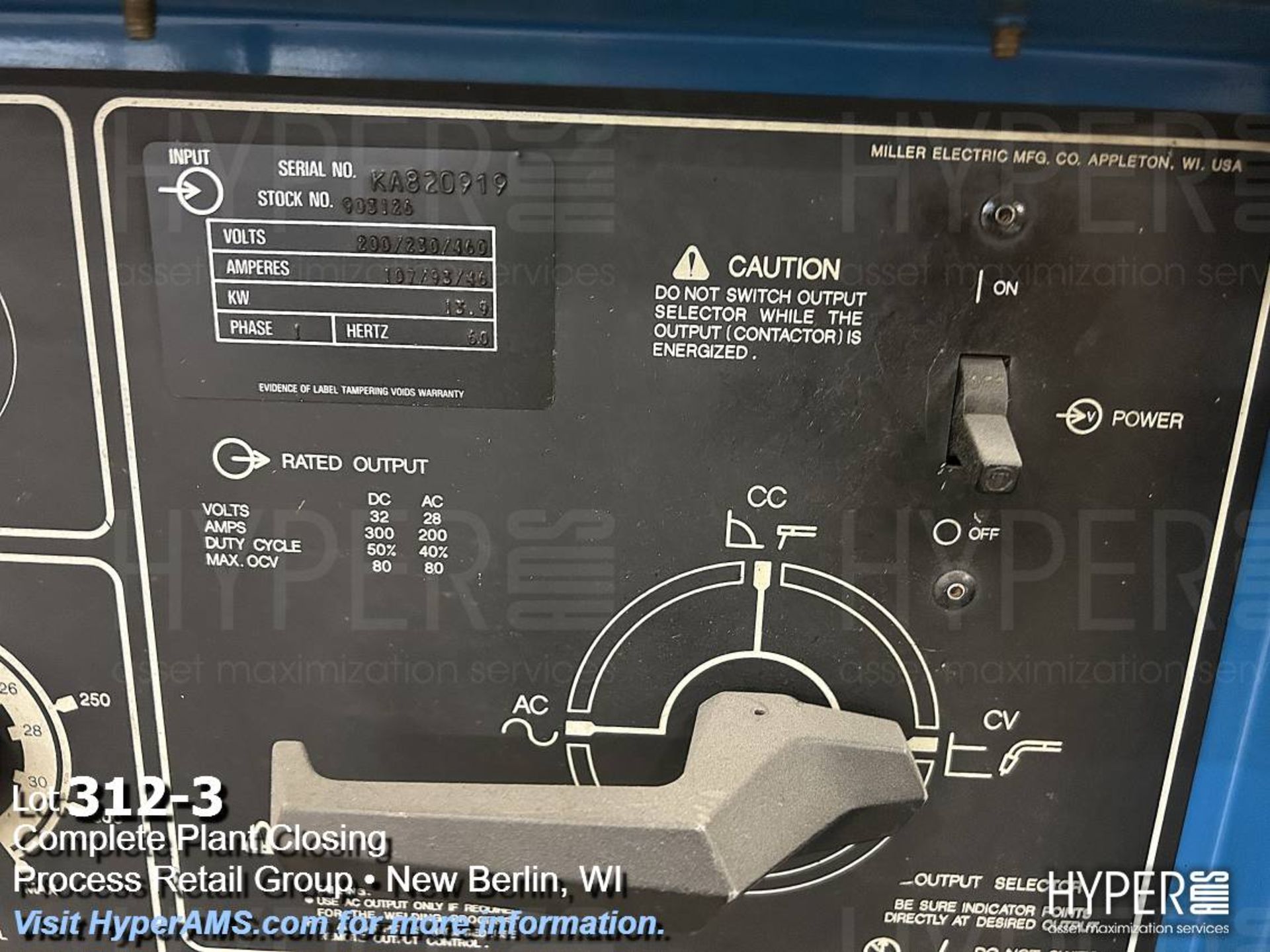 Miller Shopmaster 300 AC/DC welder CC/CV.AC arc welding power source - Image 3 of 7