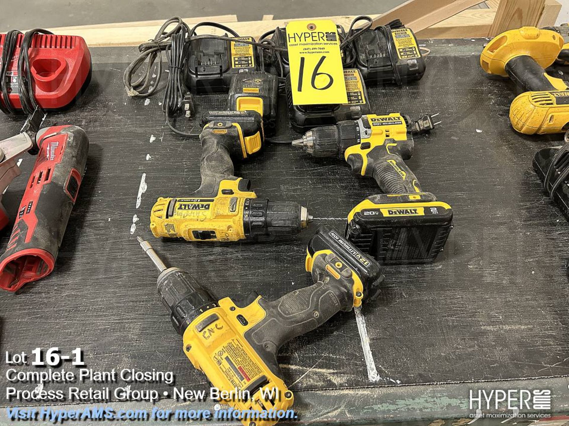 DeWalt 20 volt drill, and 12 volt drills