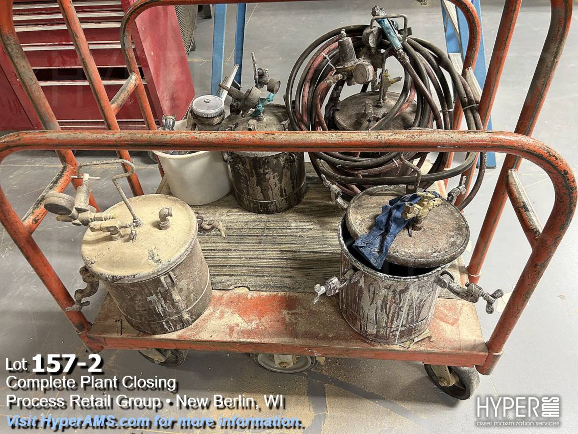 FMI stock cart with paint pots and spray guns - Image 2 of 3