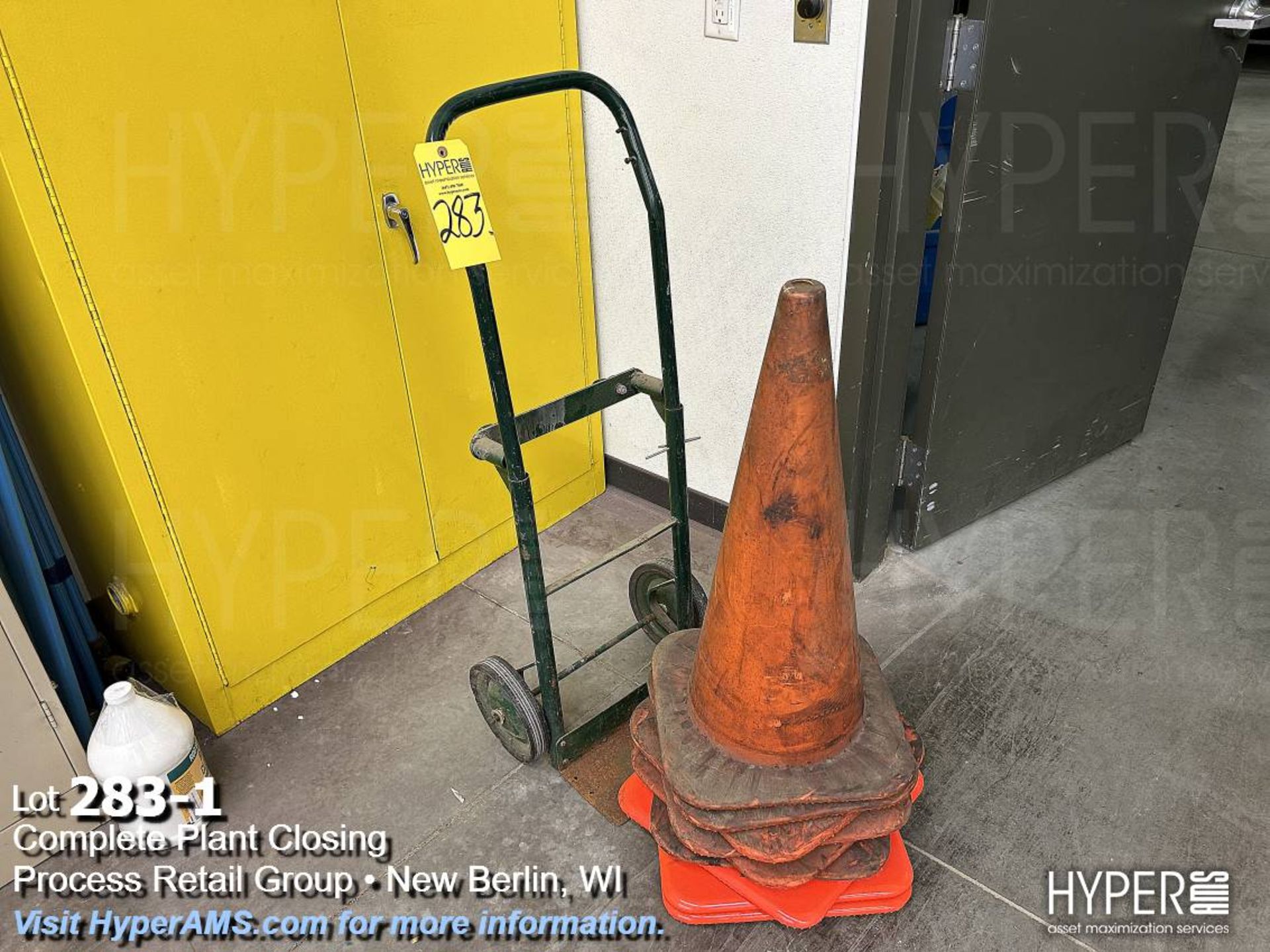 Two wheel dolly, and safety cones