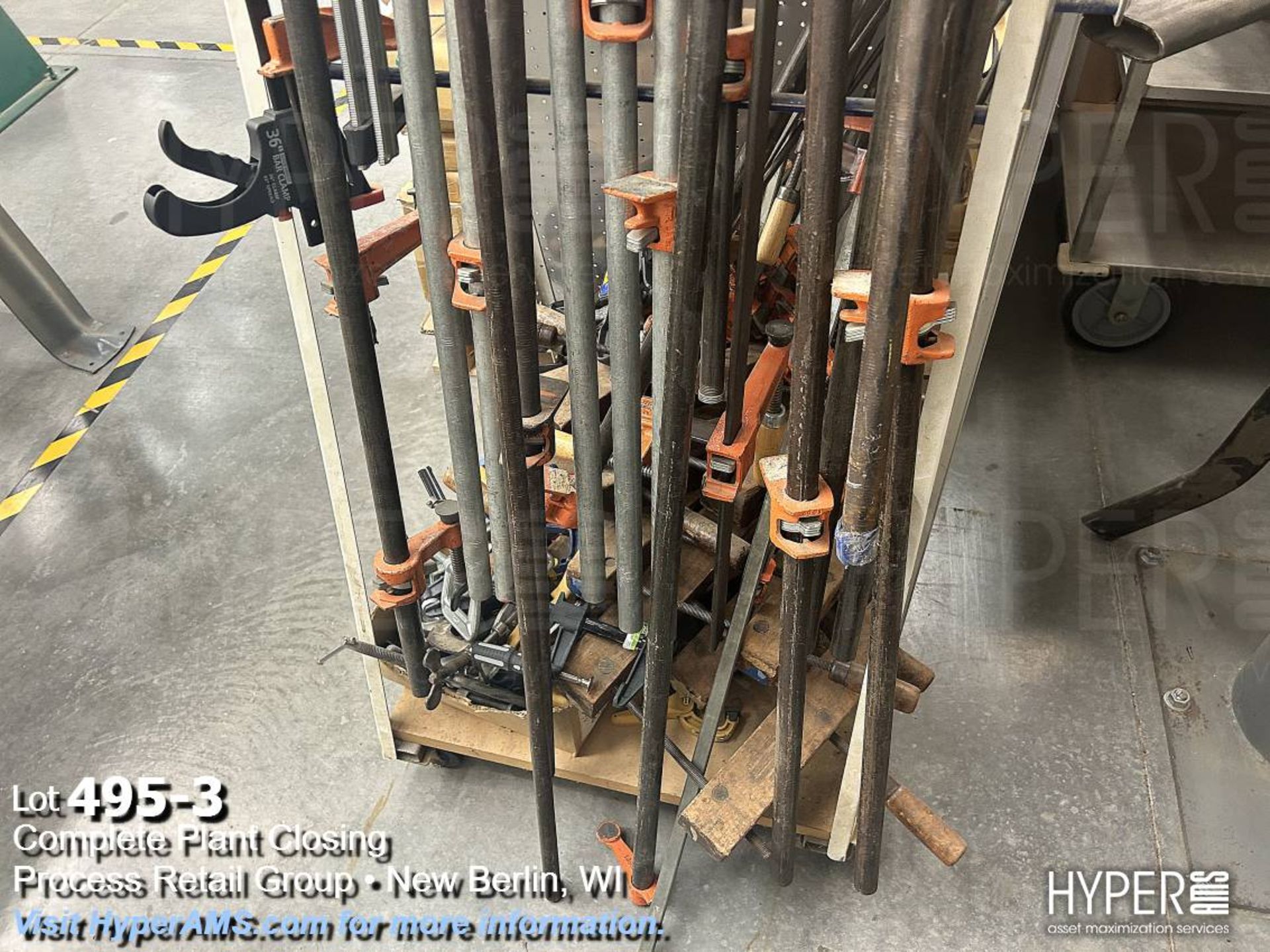 Wood clamps, c-clamps, and rack - Image 3 of 8