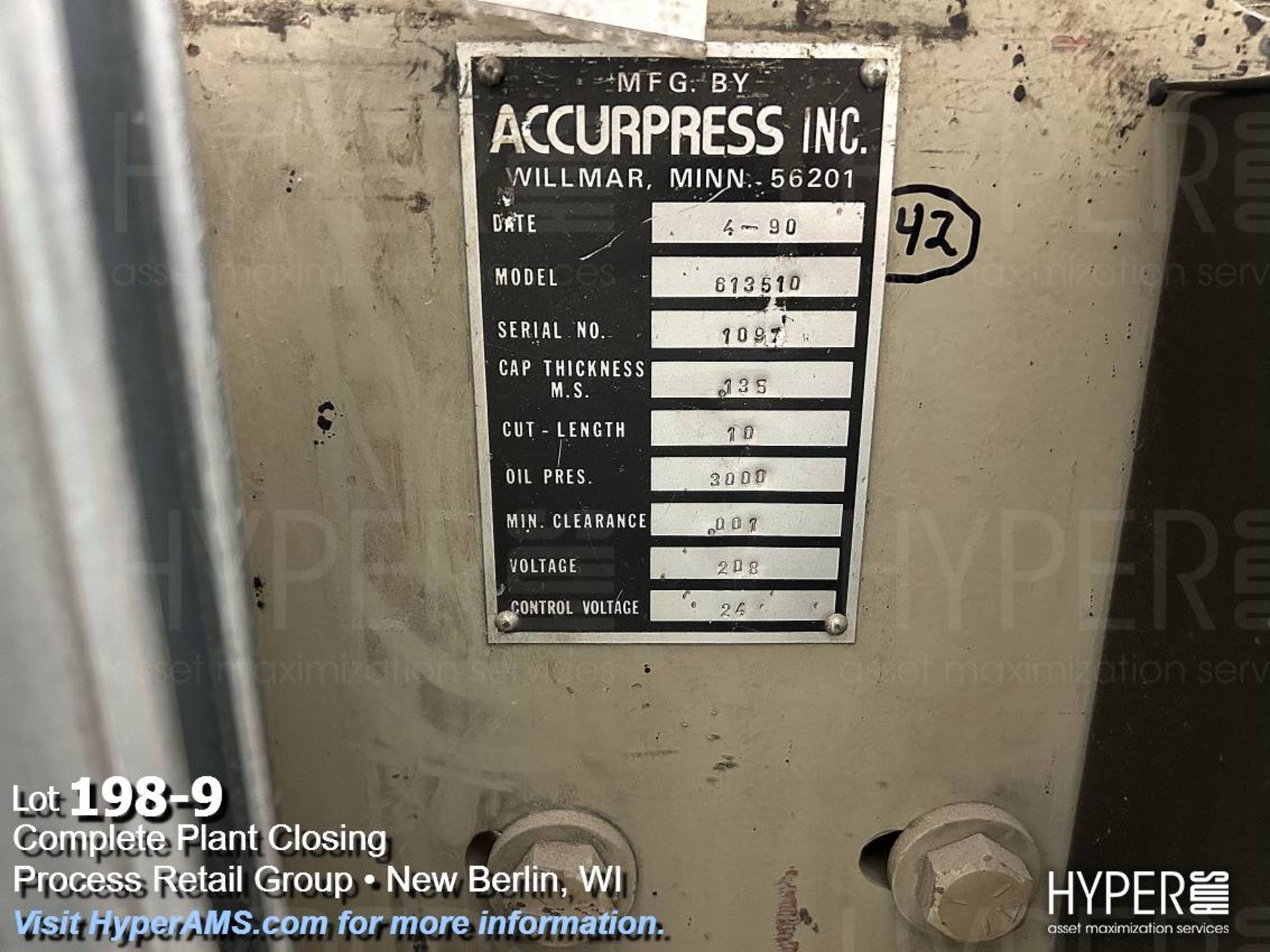 Accurpress 613510 Hydraulic Power Squaring Shear - Image 9 of 9