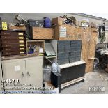 Cabinets with bolts, washer, fuses, bearing, drill bits, fitting, electric parts