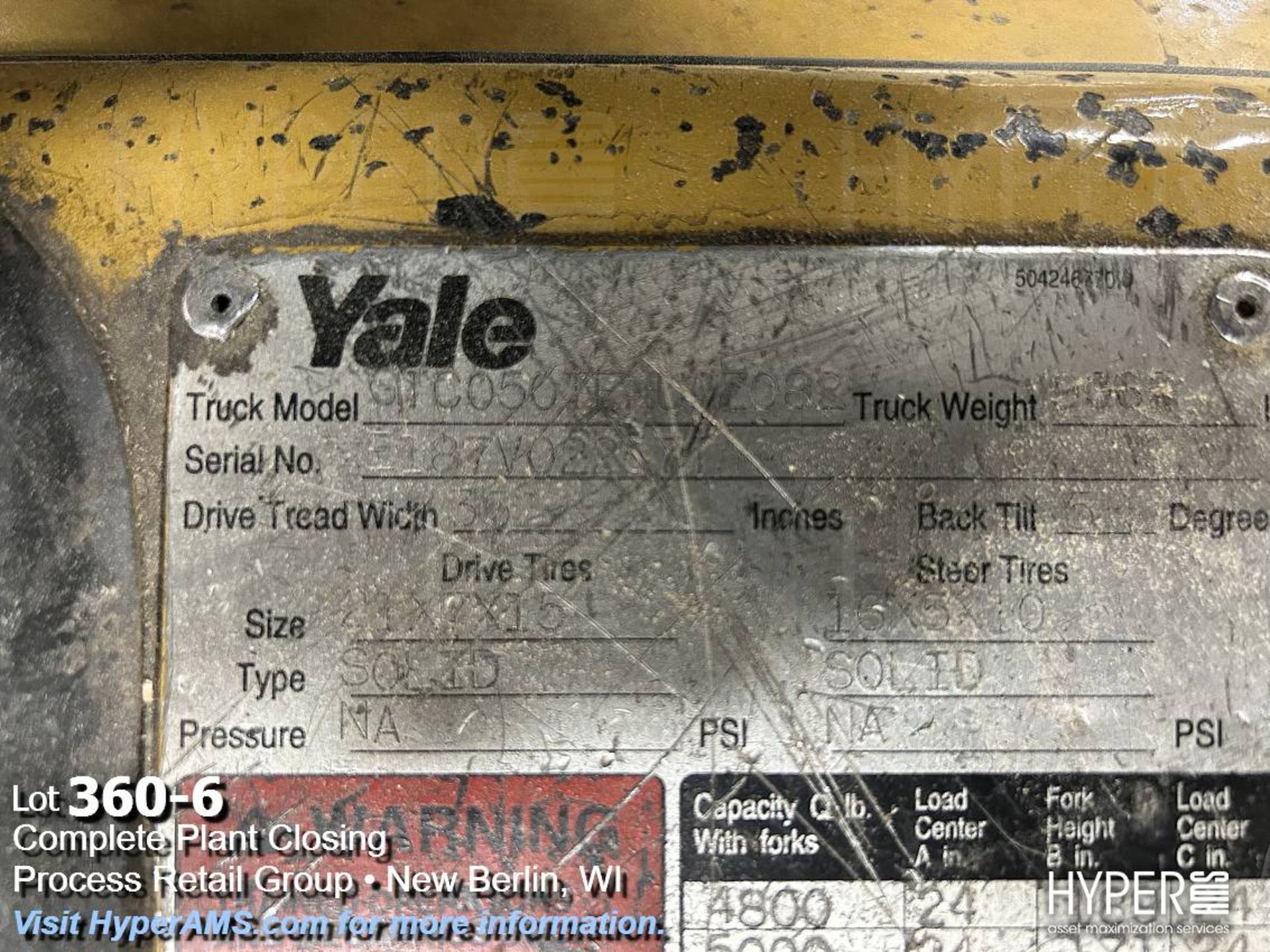 Yale 5000 lb. cap. Forklift - Image 6 of 14