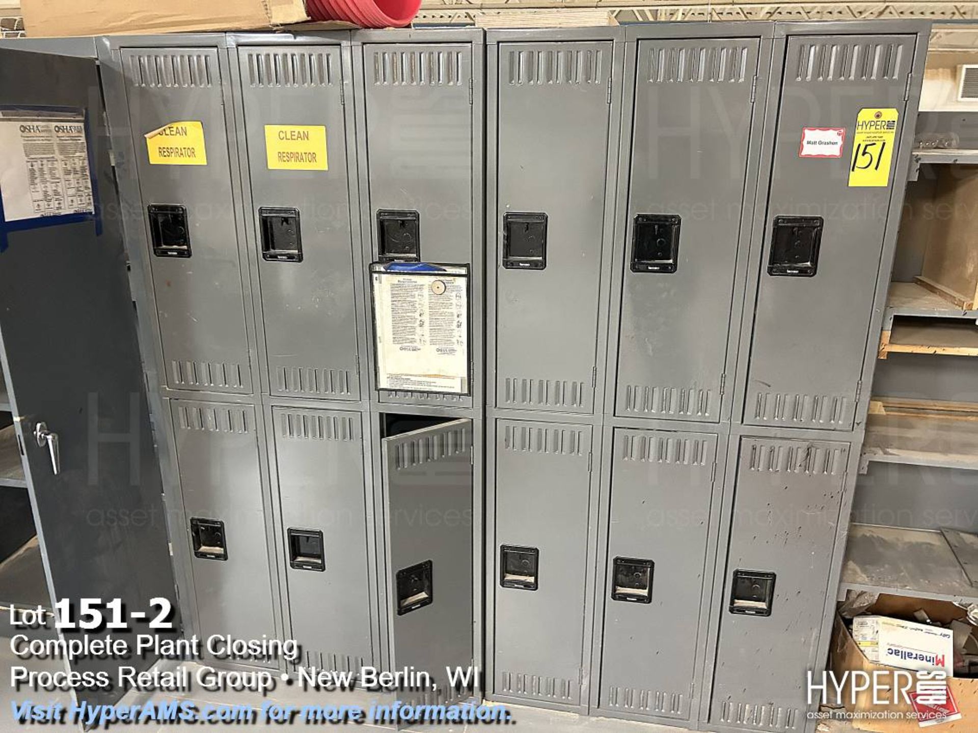 Two six door locker units with two door cabinet - Image 2 of 3