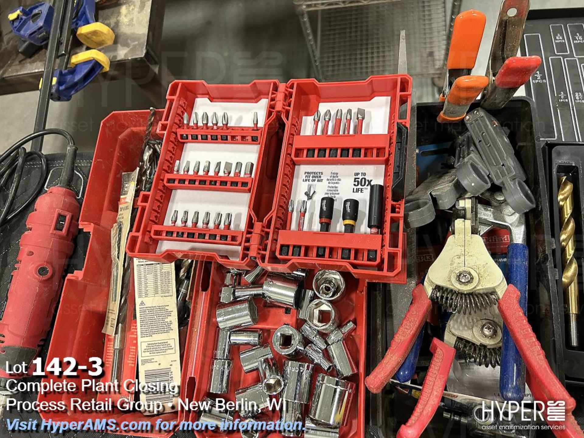 Lot: Drill bits, wire stripers, sockets - Image 3 of 3
