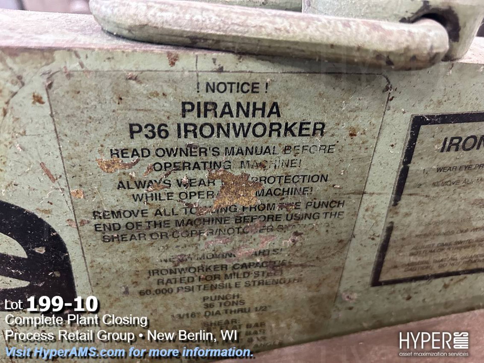 Piranha P36 Ironworker - Image 10 of 10