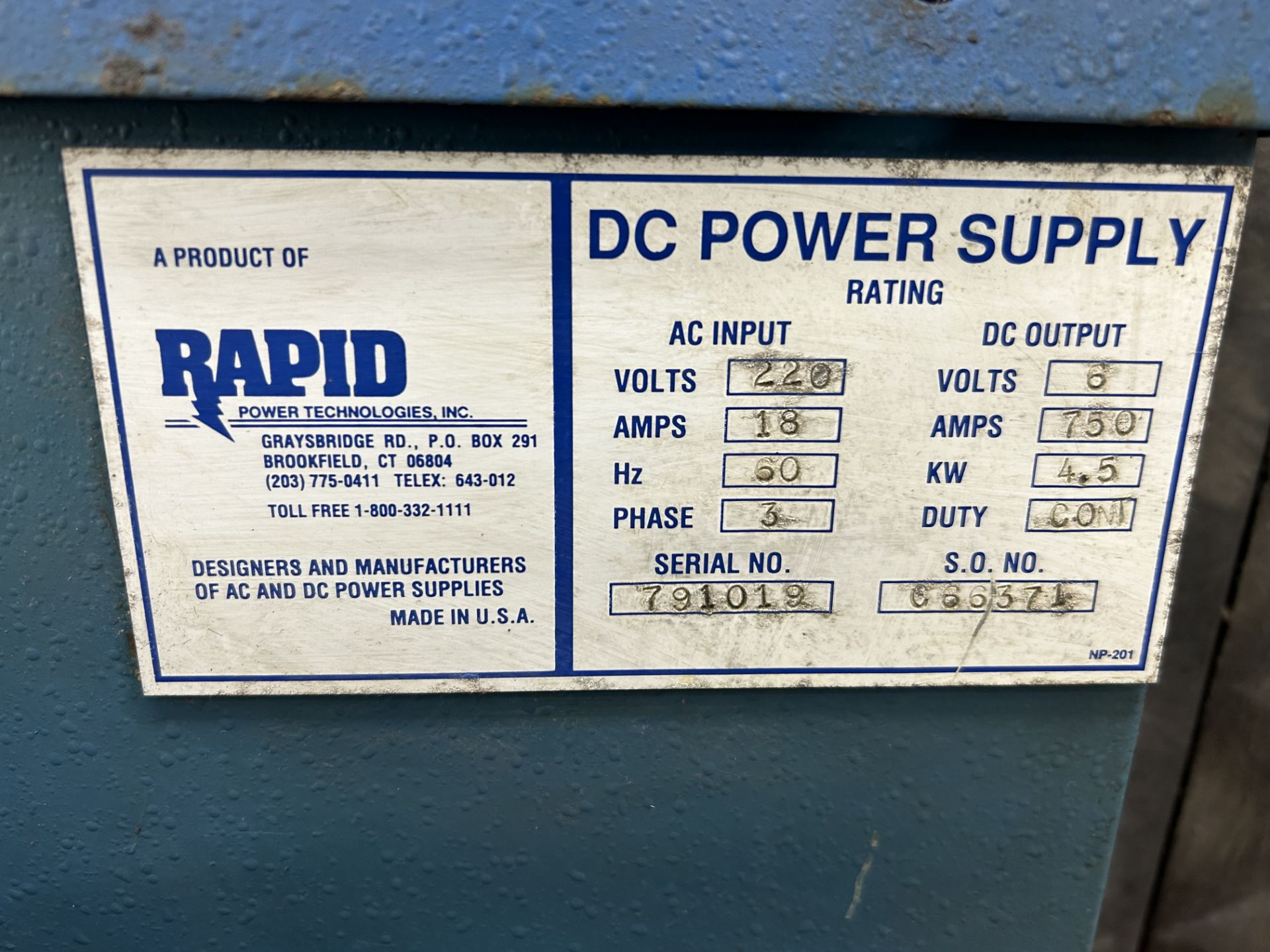 Rapid 750 Amp DC Power Supply - Image 2 of 4