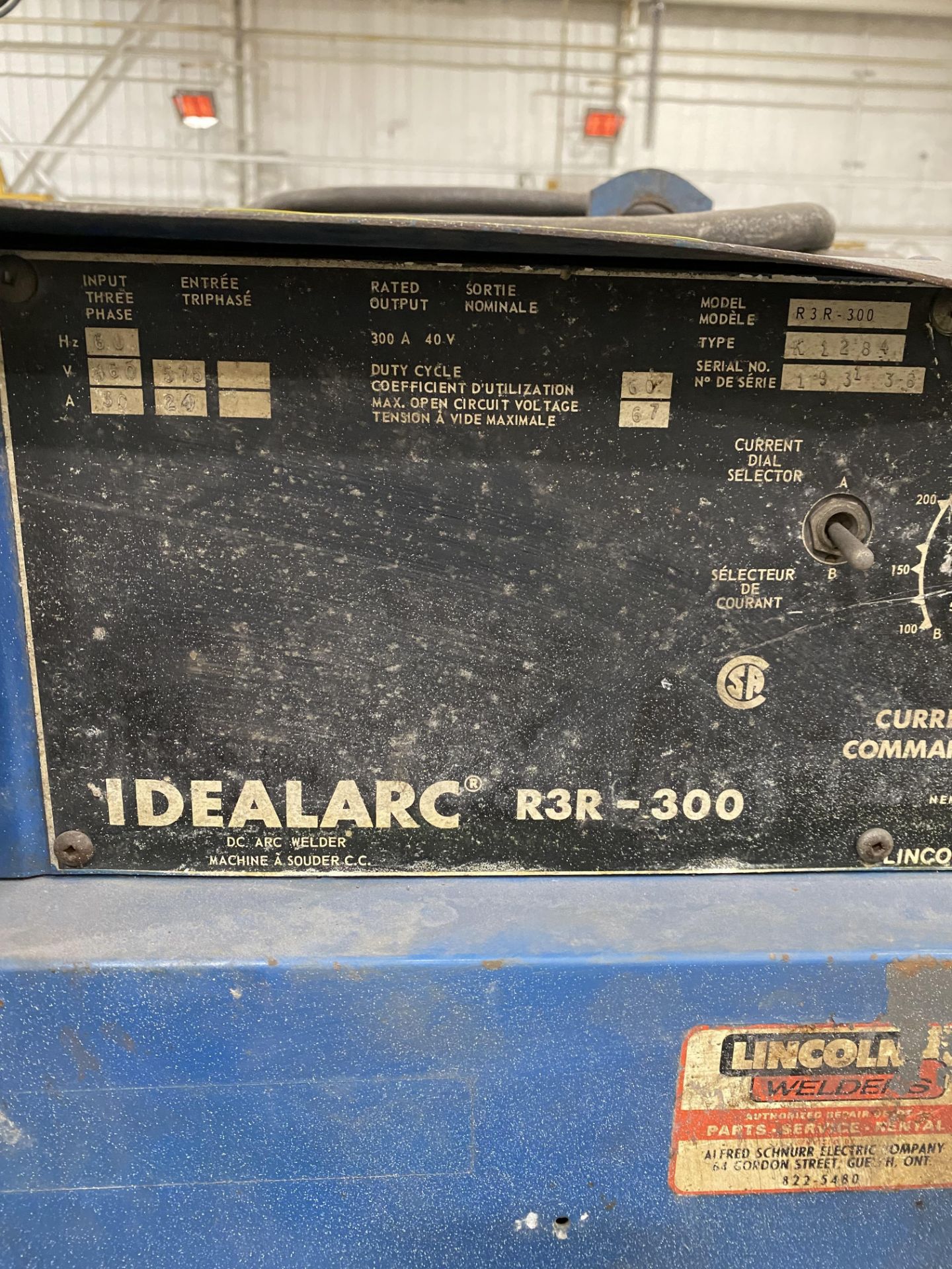 LINCOLN ELECTRIC R3R-300 DC ARC WELDER W/ CART - Image 2 of 2