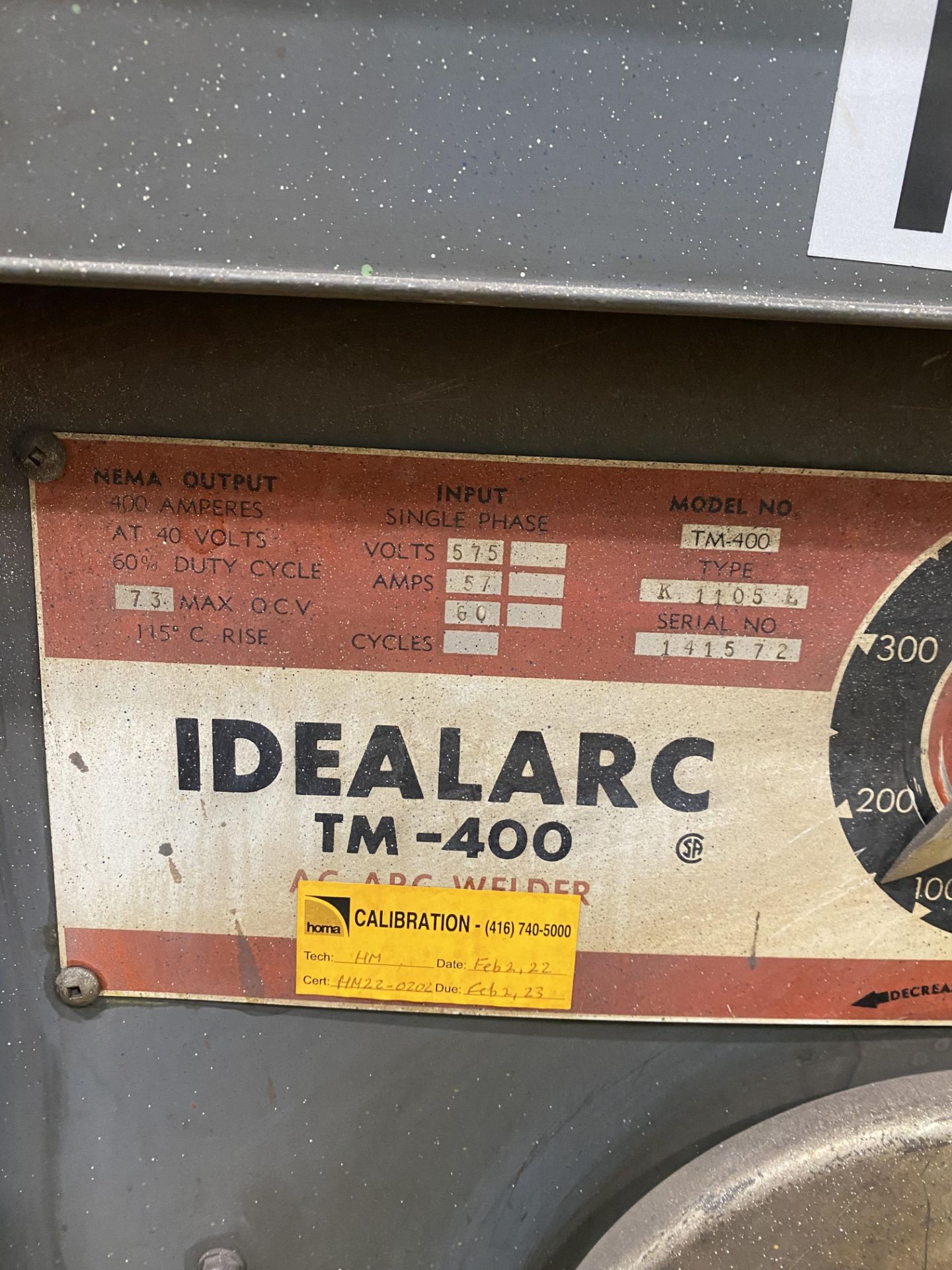 LINCOLN ELECTRIC IDEALARC TM-400 AC ARC WELDER - Image 2 of 2