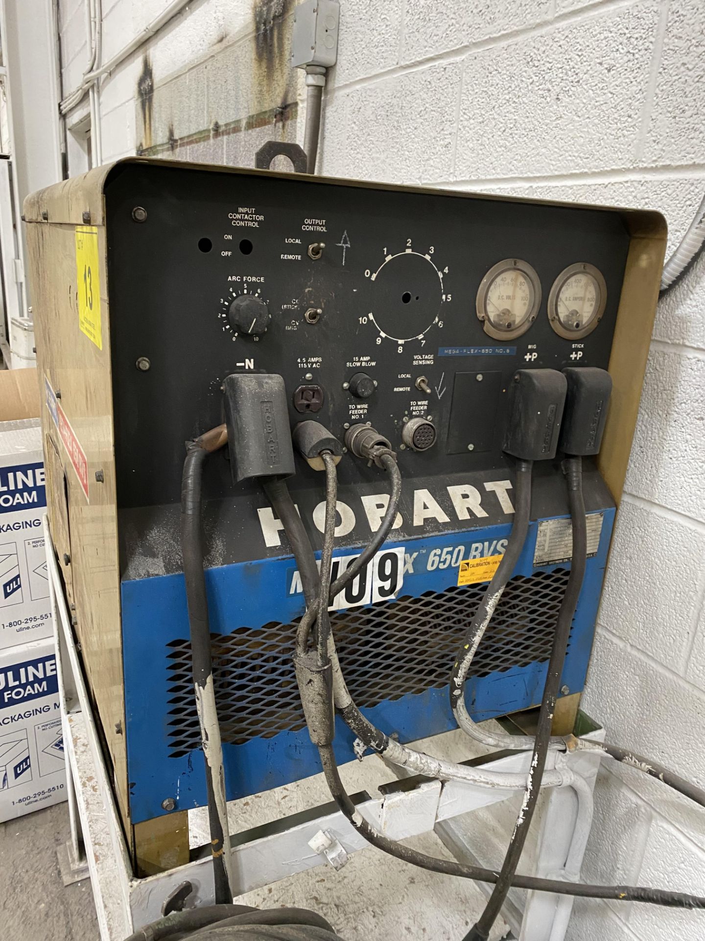 HOBART MEGA-FLEX 650 RVS MIG WELDER W/ HOBART WIRE FEEDER, CABLES AND STAND - Image 2 of 7