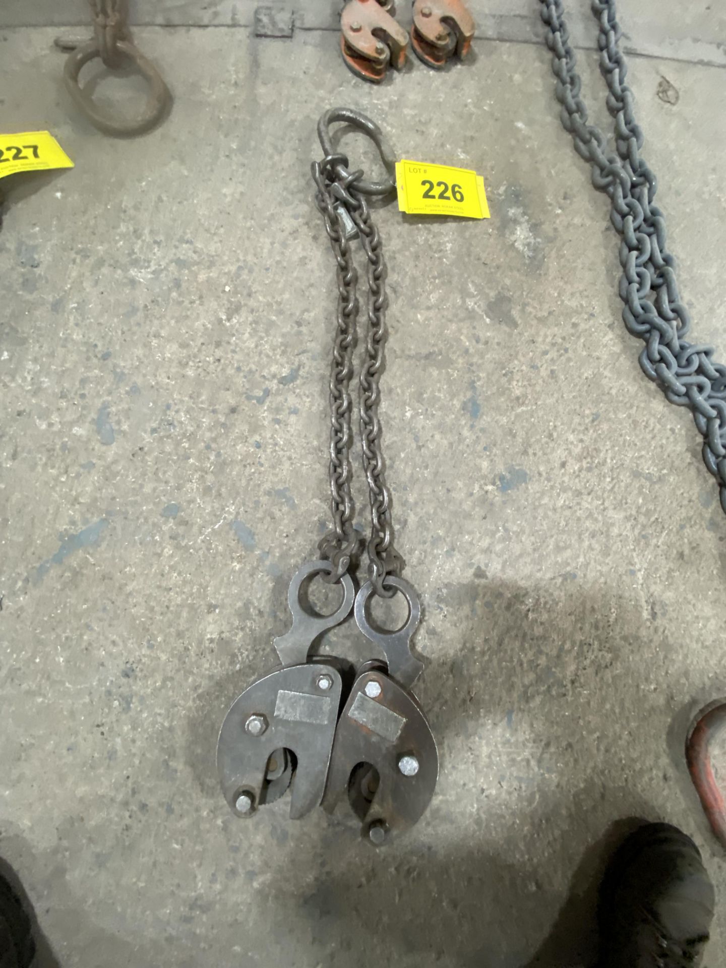 LOT OF (2) PLATE LIFTERS, 1-TON CAP. W/ CHAIN