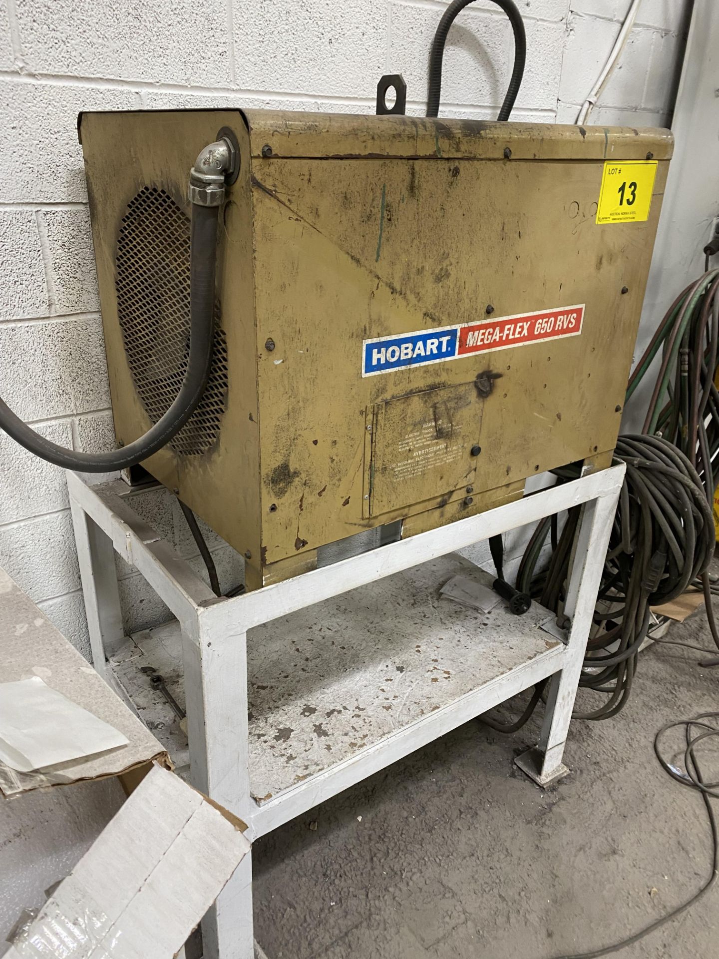 HOBART MEGA-FLEX 650 RVS MIG WELDER W/ HOBART WIRE FEEDER, CABLES AND STAND - Image 4 of 7
