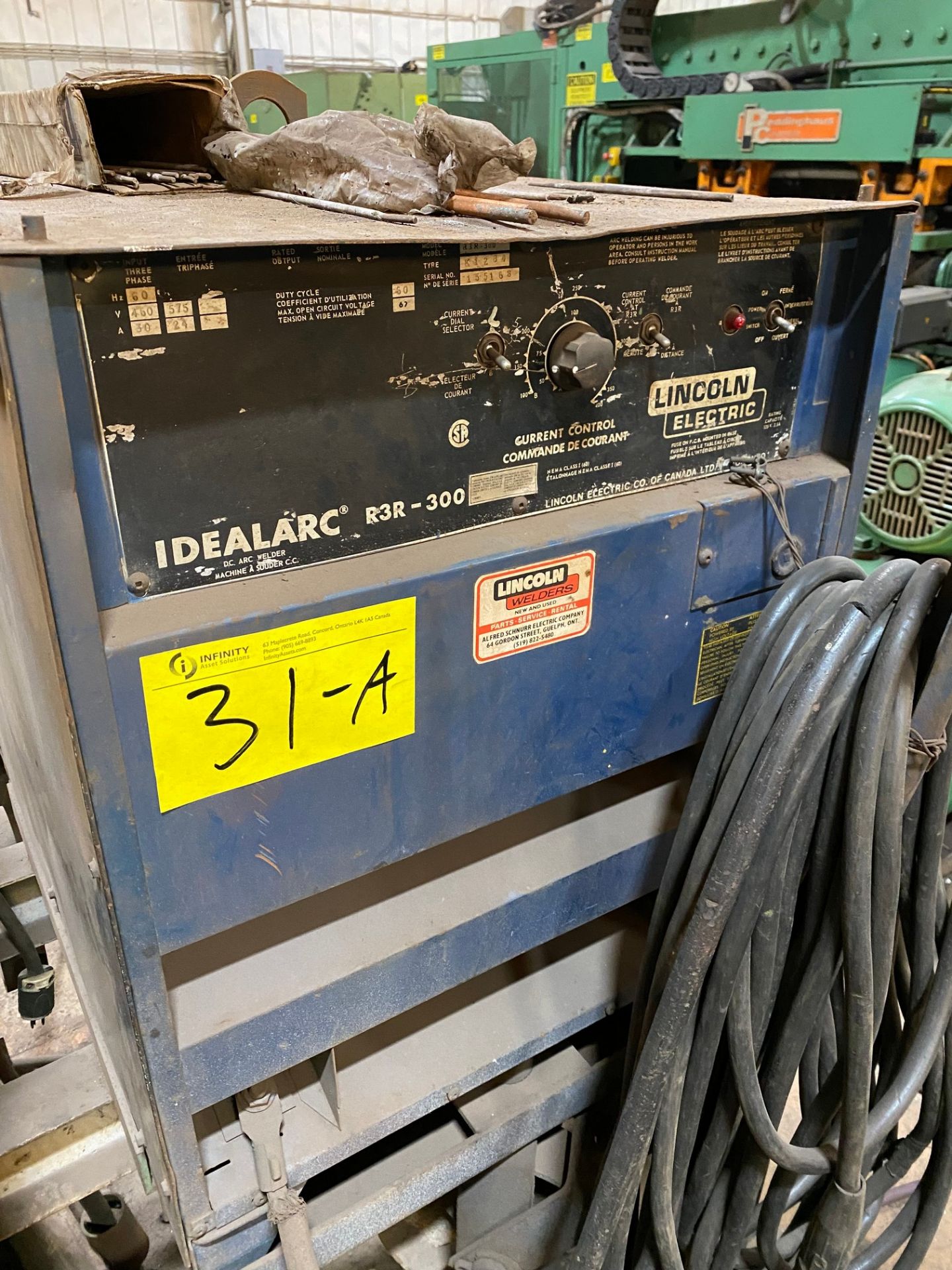 LINCOLN ELECTRIC IDEALARC R3R-300 WELDER W/ CABLES AND CART - Image 2 of 4
