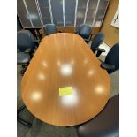 8' BOARDROOM TABLE, SIDE TABLE, (5) GLASS DOOR CABINETS