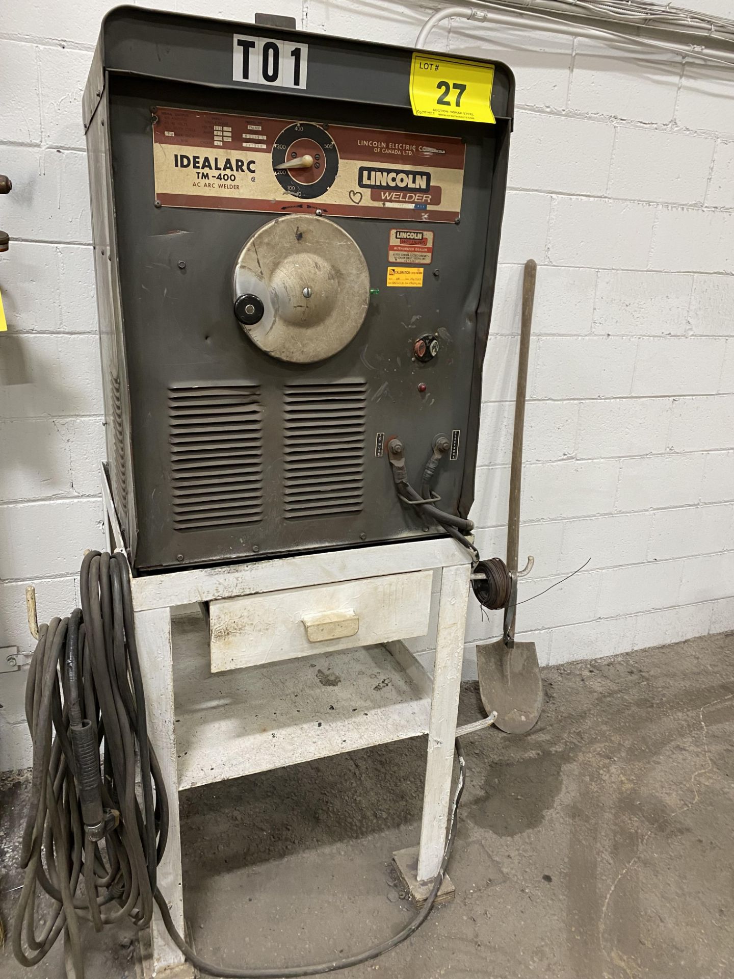 LINCOLN ELECTRIC IDEALARC TM-400 WELDER W/ CABLES, STAND