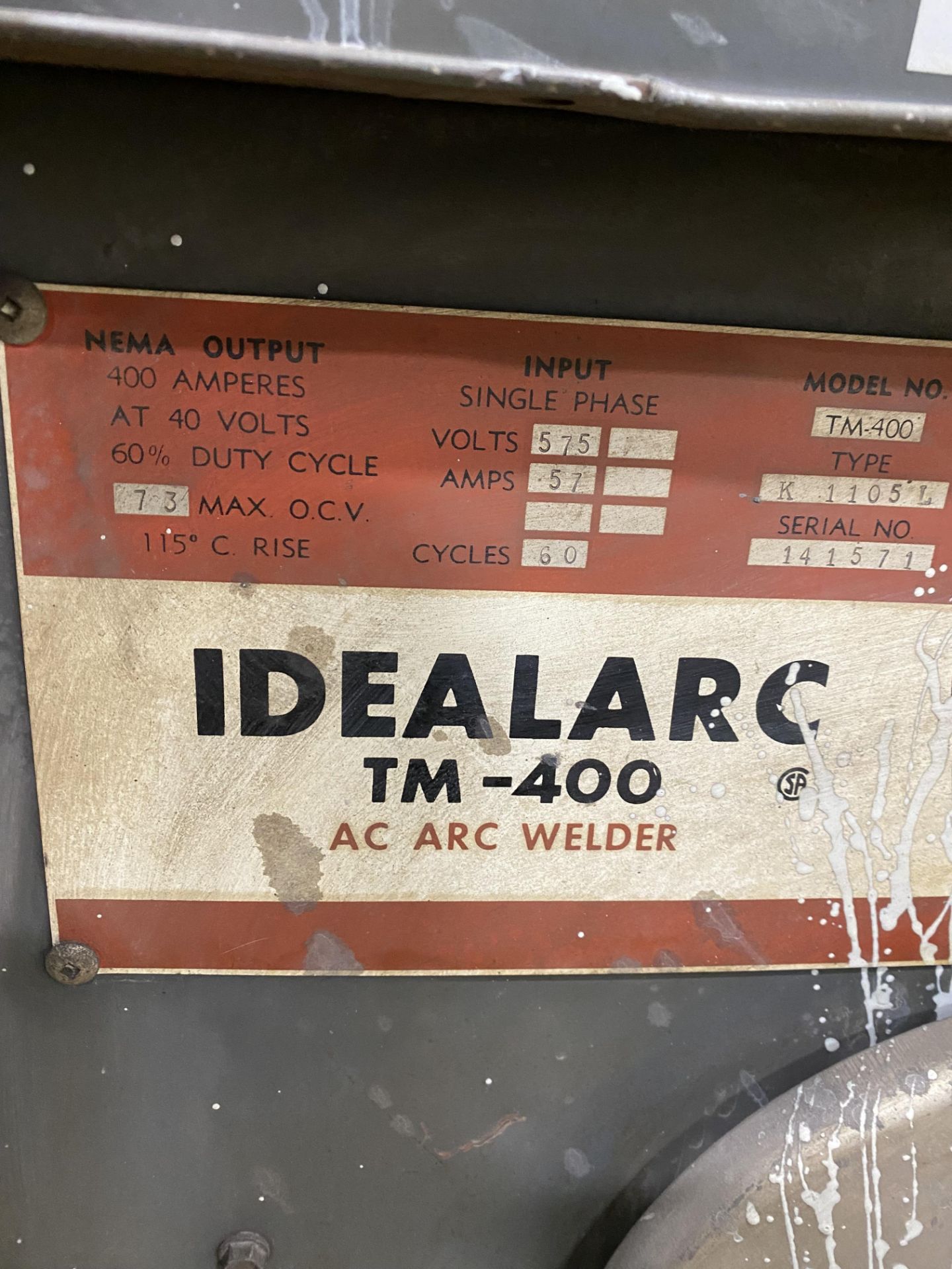 LINCOLN ELECTRIC IDEALARC TM-400 AC ARC WELDER - Image 2 of 2