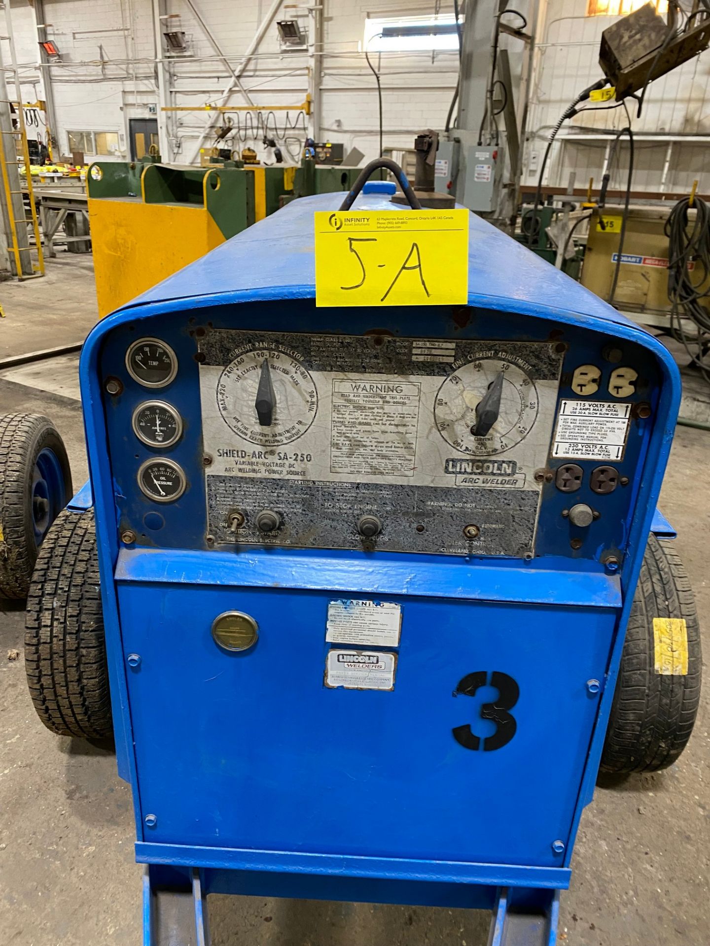 LINCOLN ELECTRIC SHIELD-ARC SA-250 VARIABLE VOLTAGE DC ARC WELDING POWER SOURCE, DIESEL POWERED, - Image 2 of 5