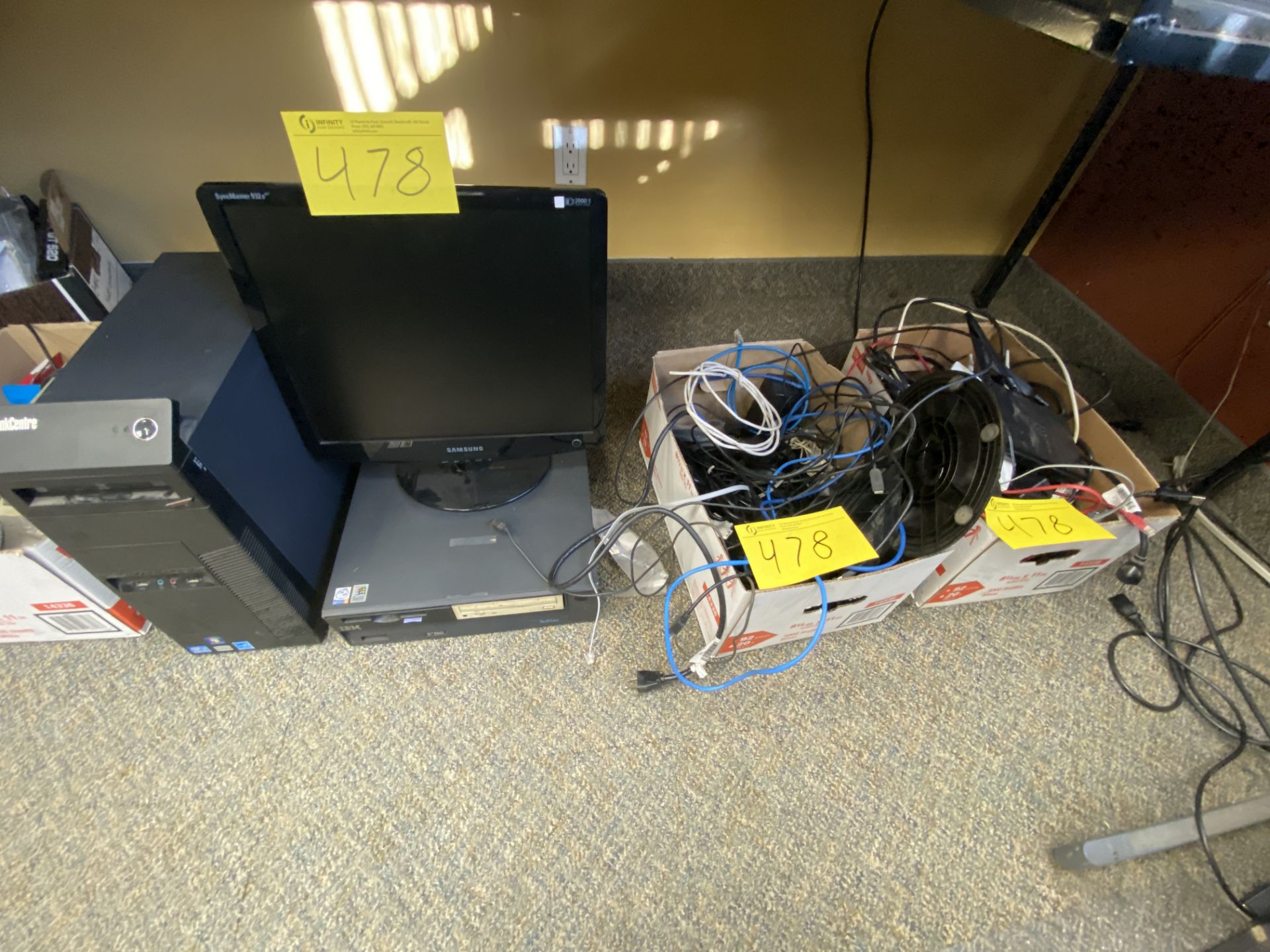 LOT OF COMPUTER CABLES, KEYBOARDS, MICE, OFFICE SUPPLIES