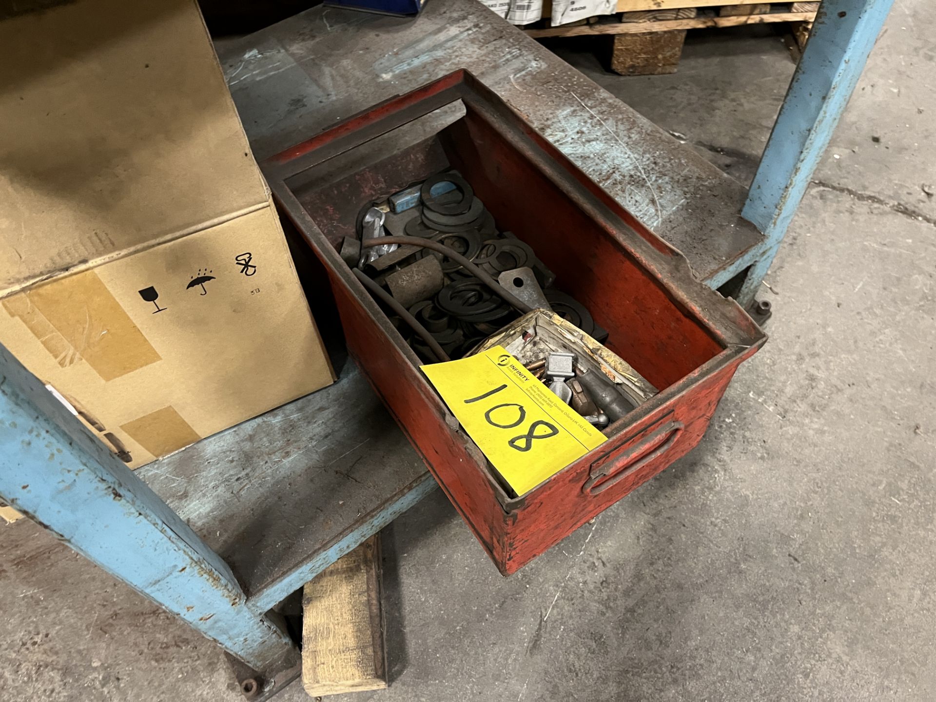 CRATE OF MIXED COMPONENTS, CRATE OF METAL PARTS, (2) CONTAINERS OF MOTORS AND PARTS - Image 6 of 7