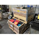 LOT OF (2) CRATES OF PARTS BINS AND BINDERS