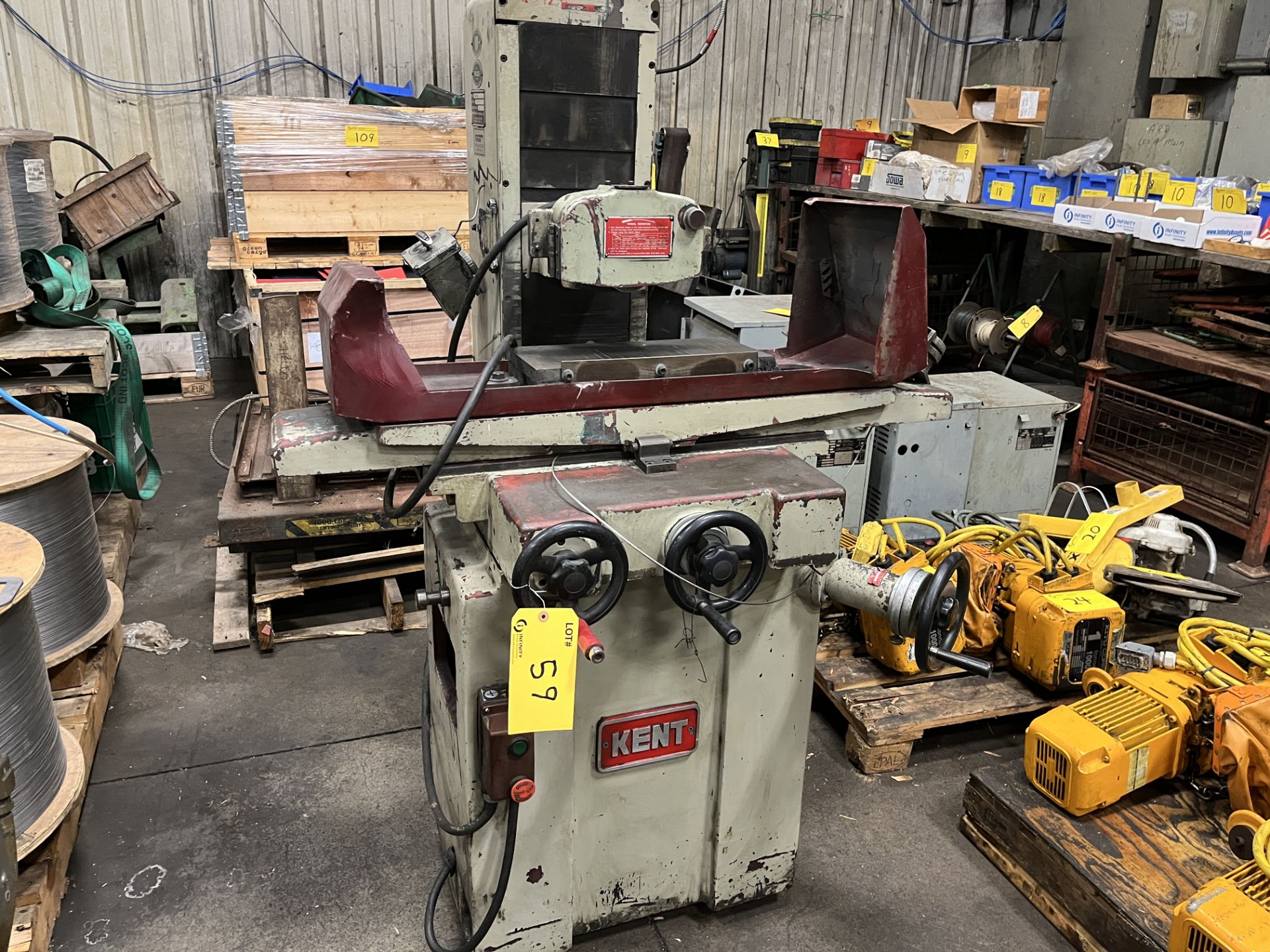 KENT KGS-200 SURFACE GRINDER, 8" X 16" MAGNETIC CHUCK, S/N 820201 (RIGGING FEE $300)