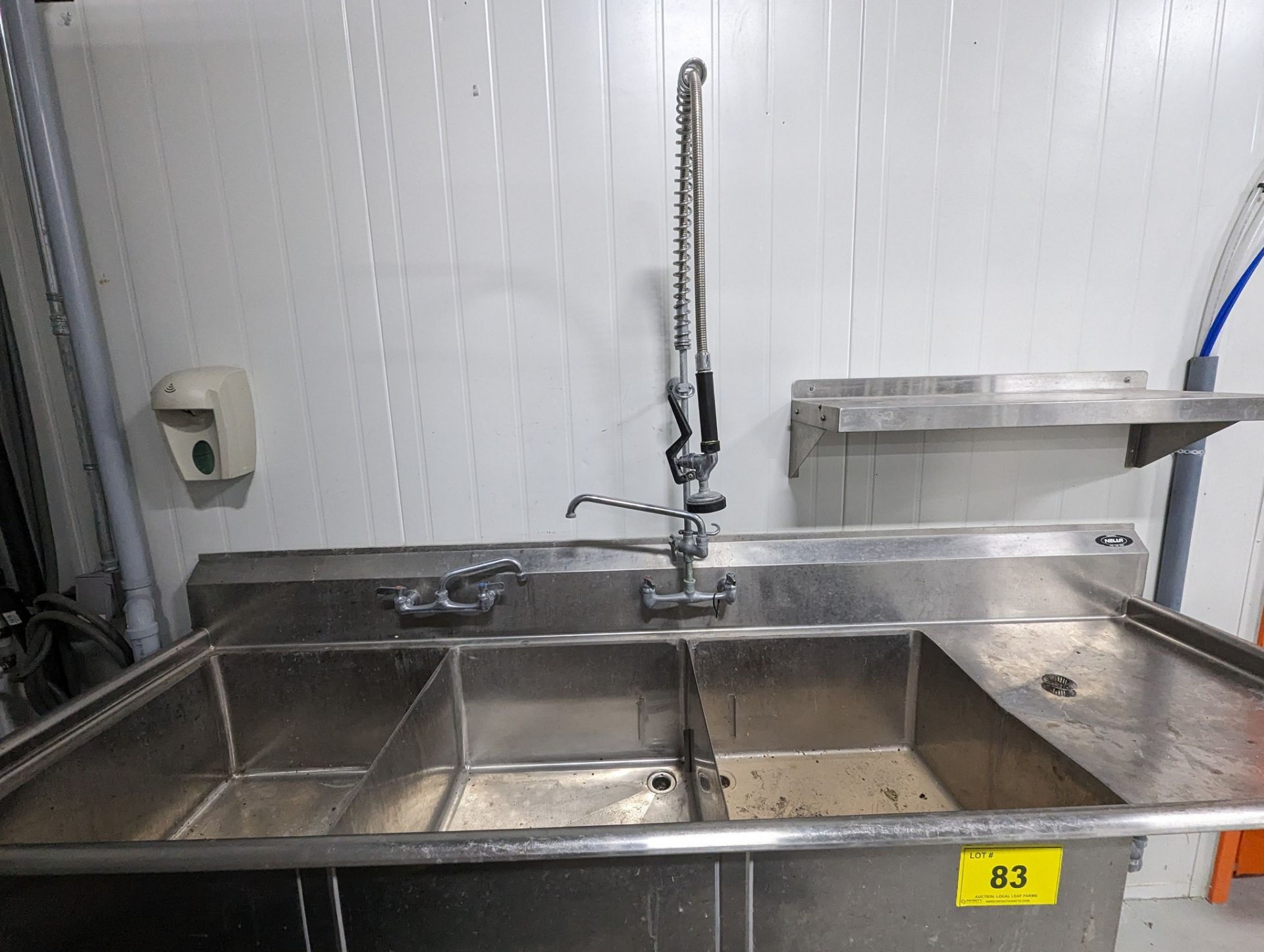 NELLA APPROX. 100"L X 30"W STAINLESS STEEL SINK, 3-BASIN - Image 4 of 5