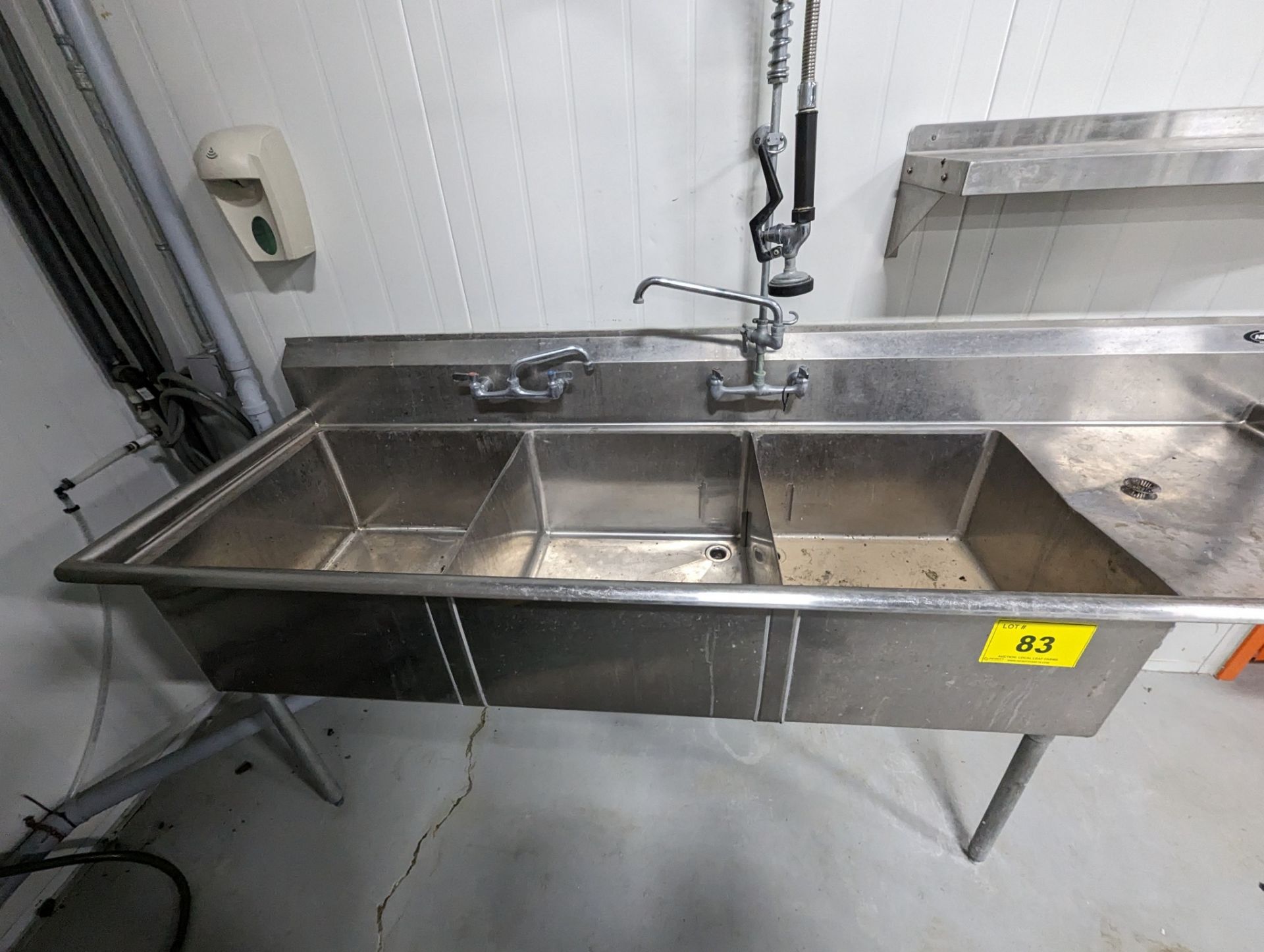 NELLA APPROX. 100"L X 30"W STAINLESS STEEL SINK, 3-BASIN - Image 3 of 5
