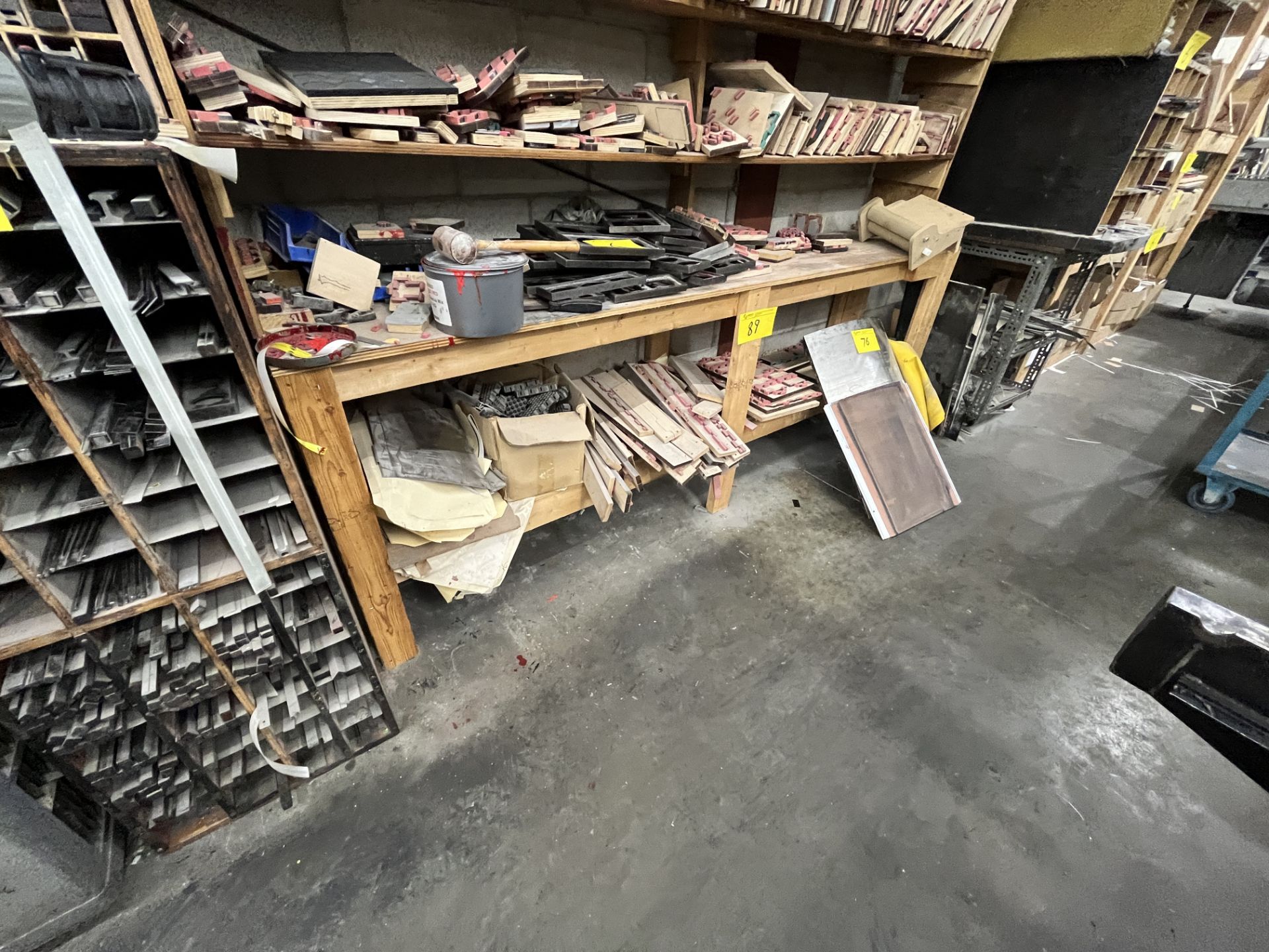 LOT OF WOODEN SHELVES, WORK COUNTER, BENCHES - Image 2 of 3