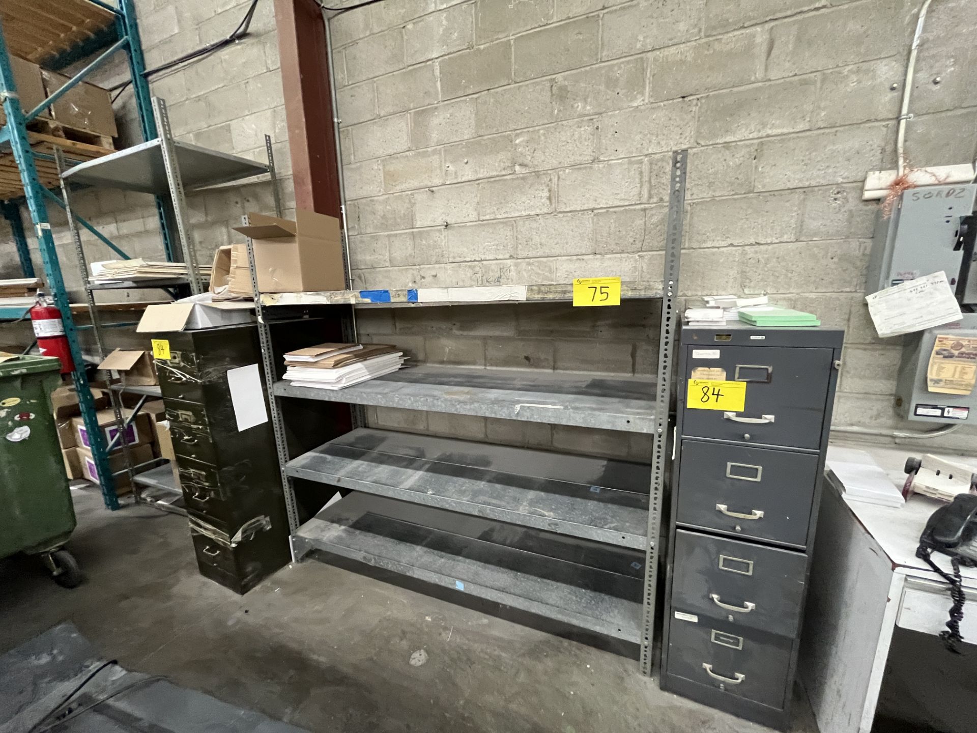 LOT OF (9) SEPARATE METAL SHELVING UNITS (NO CONTENTS)