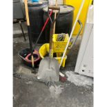 LOT OF BROOMS, MOPS, SHOVELS, ETC.