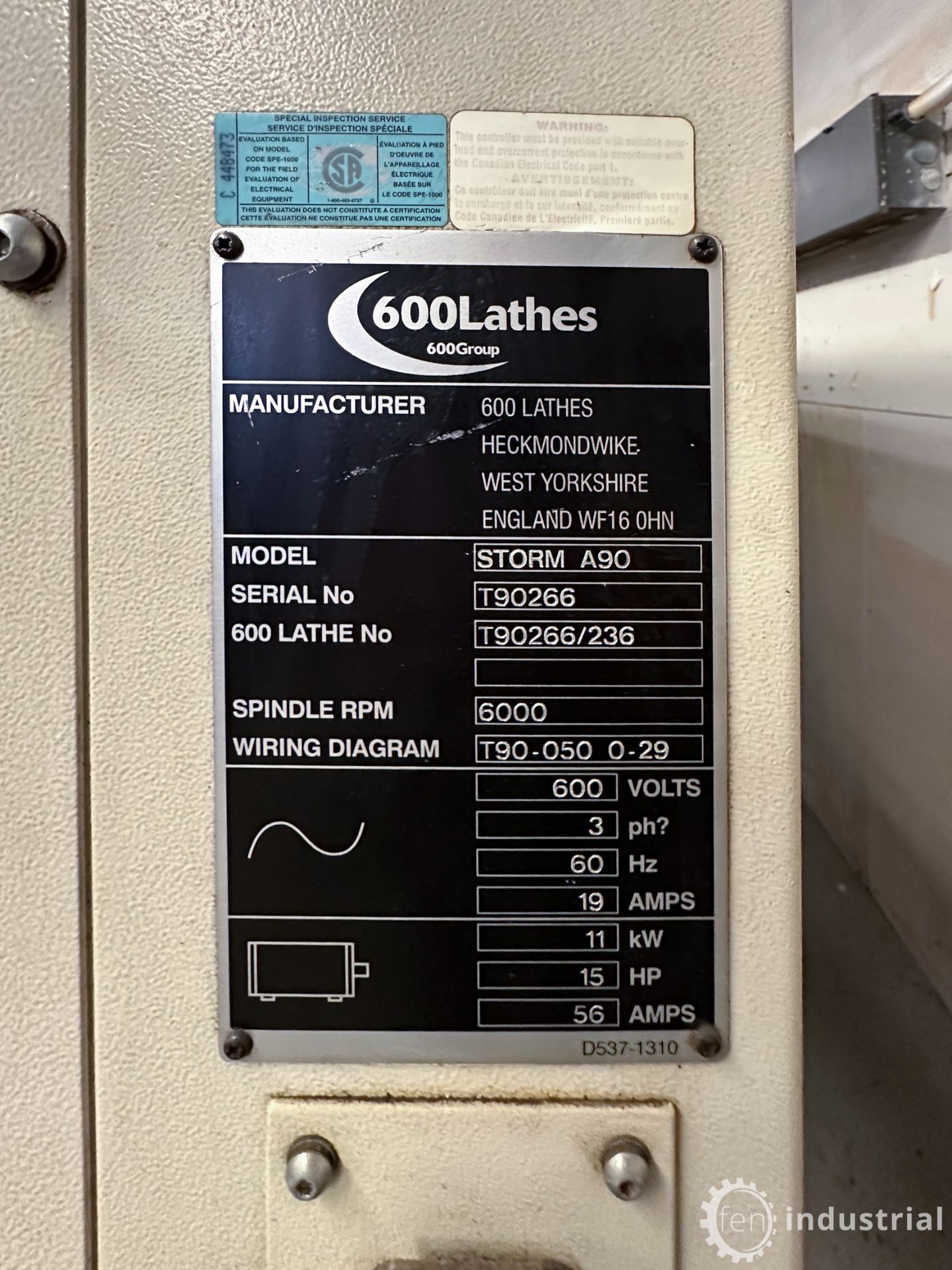 2001 COLCHESTER / 600 GROUP STORM A90 CNC TURNING CENTER, GE FANUC SERIES 21I-T CNC CONTROL, S/N - Image 8 of 19