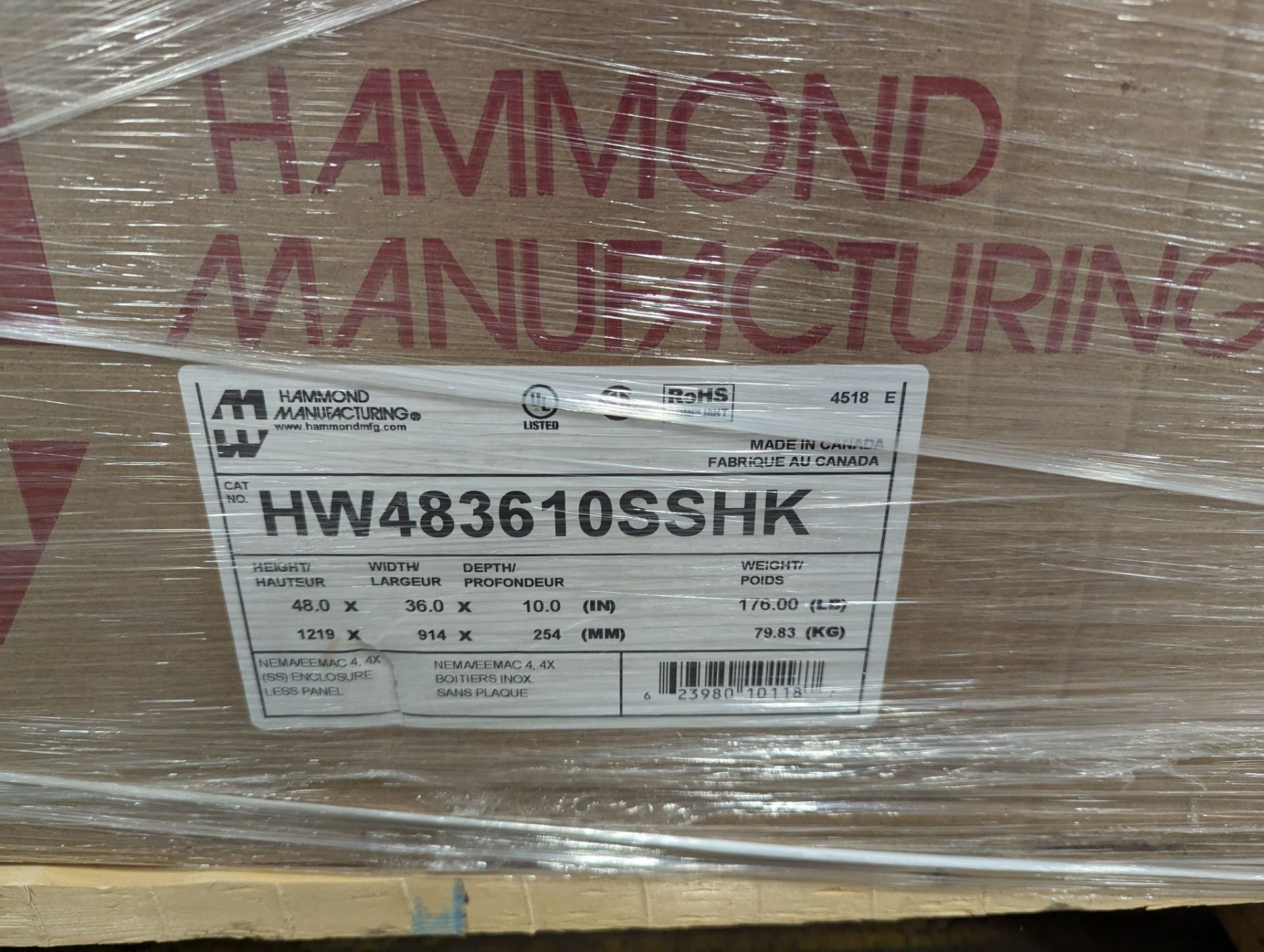 HAMMOND MANUFACTURING HW483610SSHK ELECTRICAL ENCLOSURE, 48"H X 38"W X 10"D - Image 2 of 4