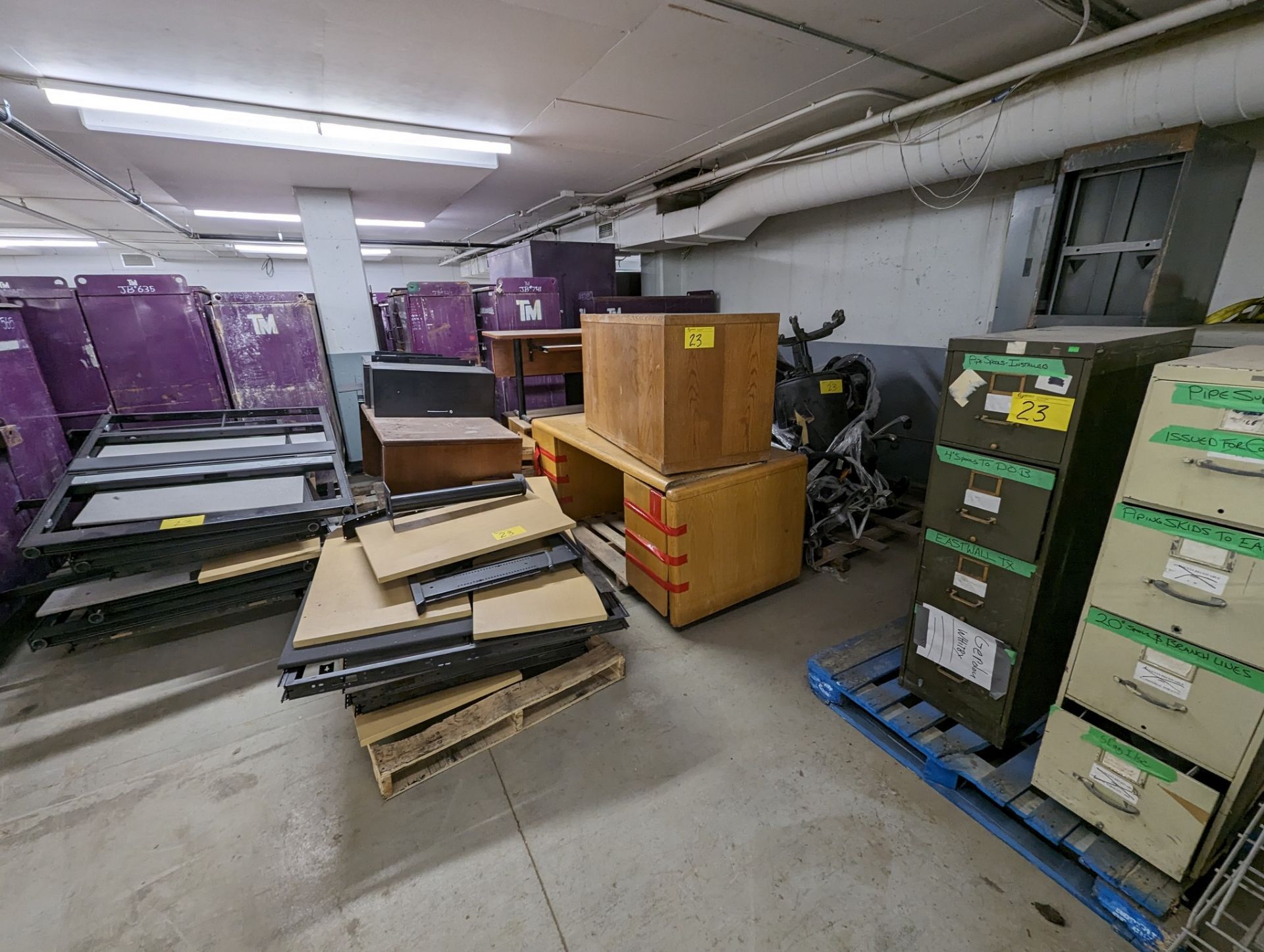 LOT OF ASST. FILE CABINETS, OFFICE CHAIRS, DESKS, DIVIDERS, PARTITIONS, ETC.