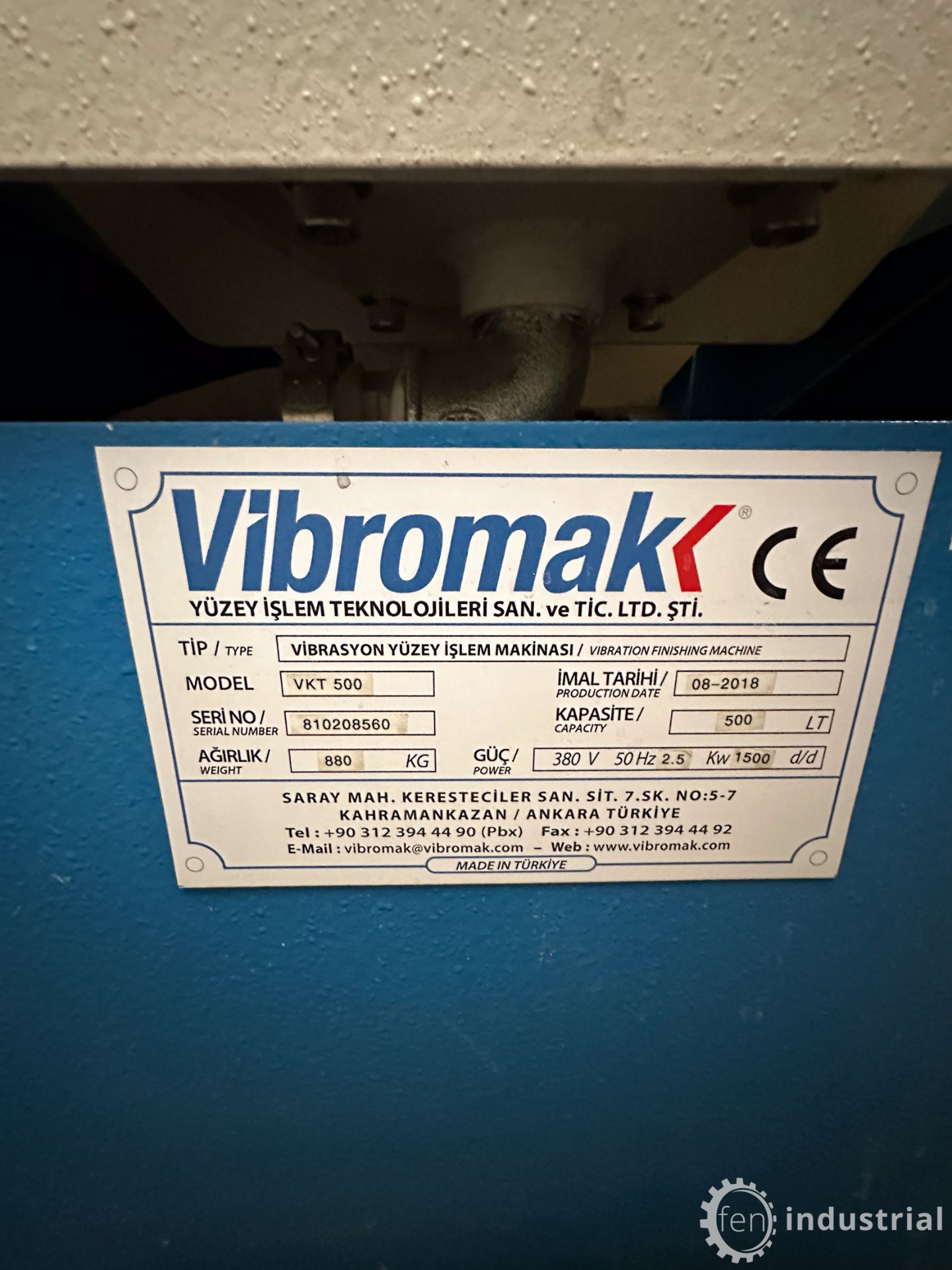 2018 VIBROMAK VKT 500 VIBRATORY FINISHING TUB, 500L CAP., S/N 810208560 W/ CONTROL PANEL, - Image 3 of 29