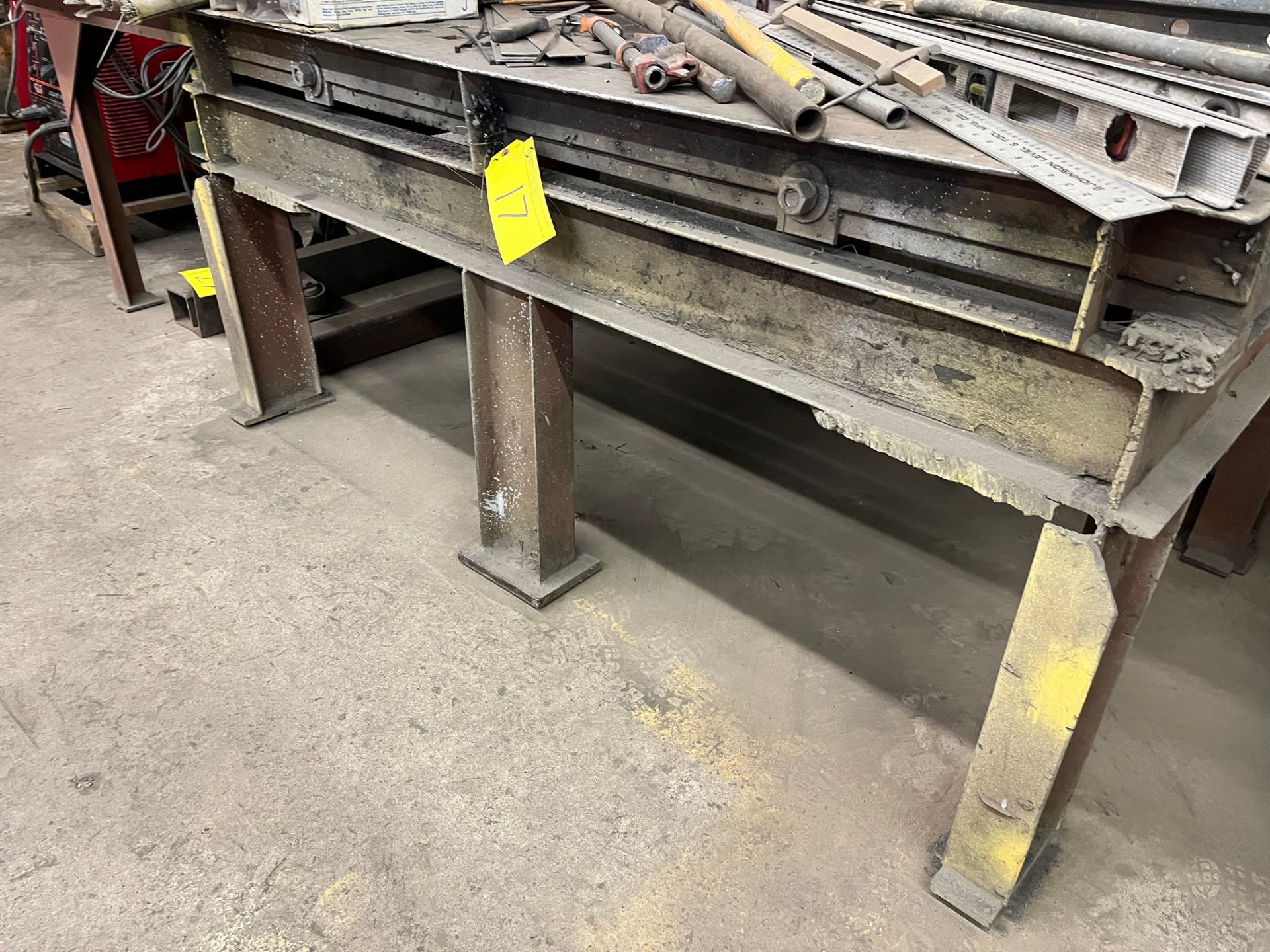 APPROX. 9'L X 3.5'W WELDING TABLE W/ SQUARE INSERT PLATE - Image 2 of 3