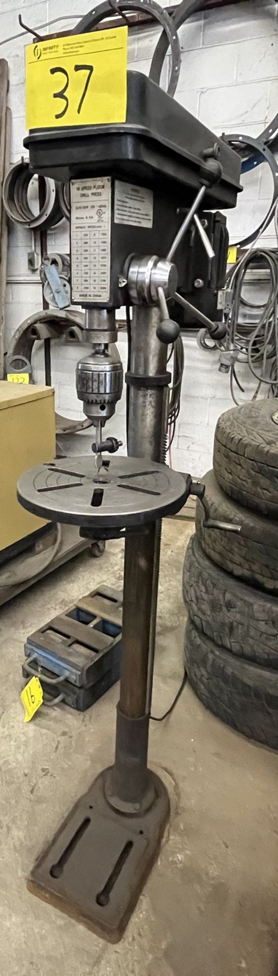 16-SPEED FLOOR TYPE DRILL PRESS W/ JACOBS CHUCK (RIGGING FEE $100)
