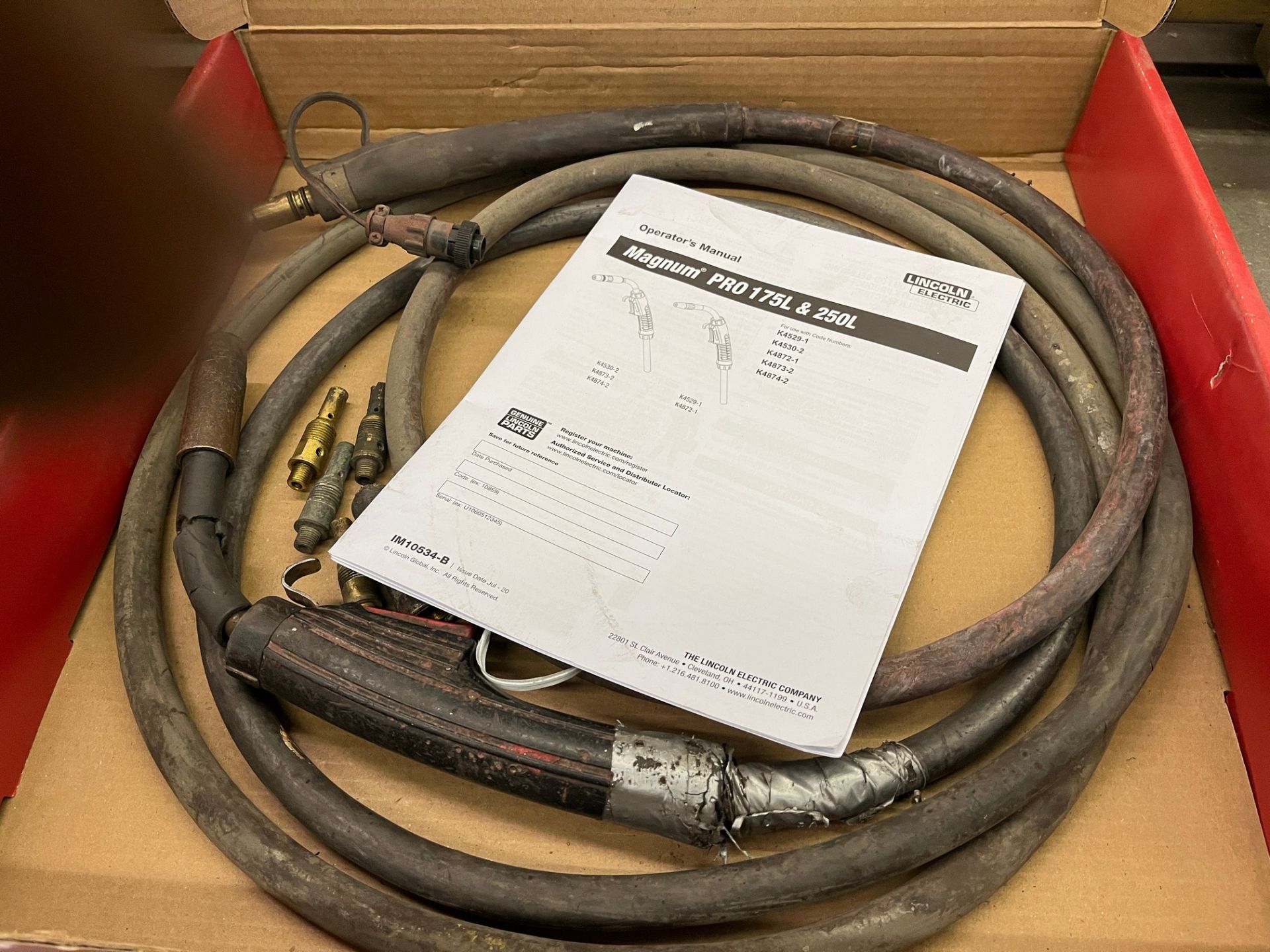 MAGNUM WELDING CABLE, (8) WELDING HELMETS, GLOVES, ETC. - Image 2 of 2