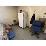 FRIDGE, MICROWAVE, COAT RACK, (5) CHAIRS, DRAFTING TABLE, TABLE, ETC. (NO PERSONAL EFFECTS