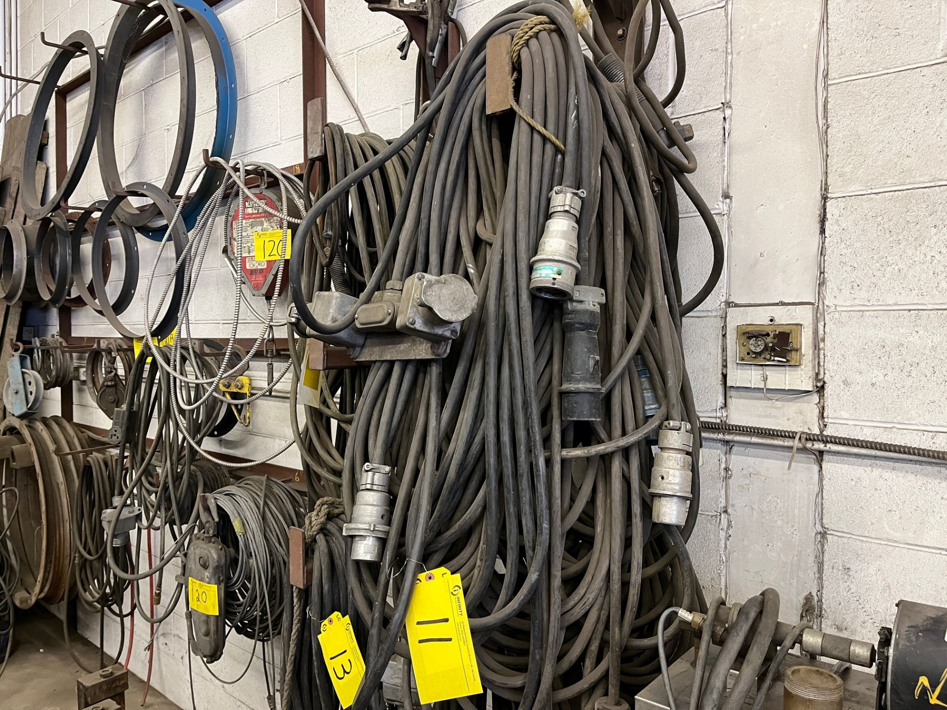 LOT OF APPROX. (6) WELDING CABLES W/ PLUG INS, TORCH