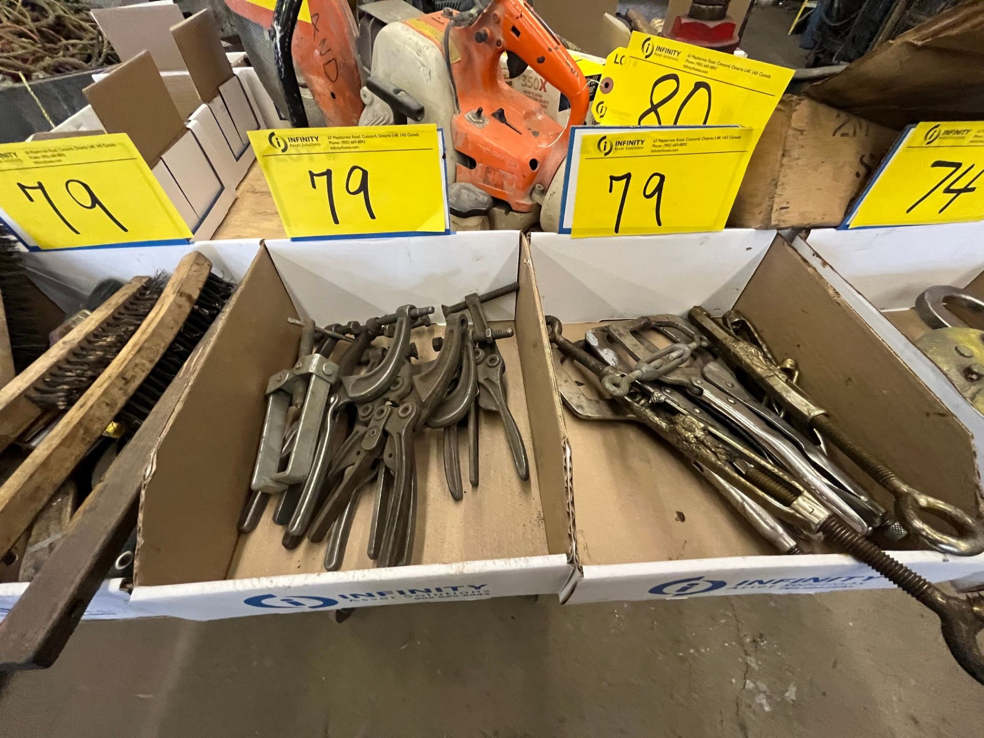 LOT OF (4) BOXES OF CLAMPS, TURN BUCKLES, BRUSHES, GRINDING WRENCHES AND COMPONENTS - Image 3 of 3