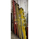 LOT OF (3) FIBERGLASS LADDER, 8', 10', 12'